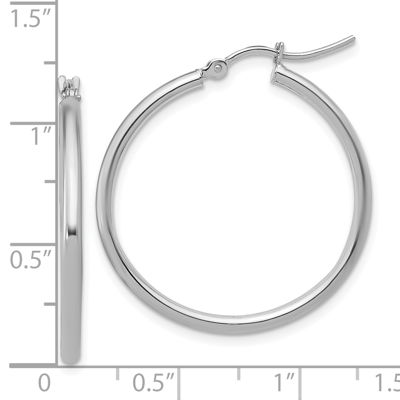  12 mm 14k White Gold Leslie's Gold Classic Polished Hoop Earrings  Unknown Friendly Weight 14K white gold - view 78