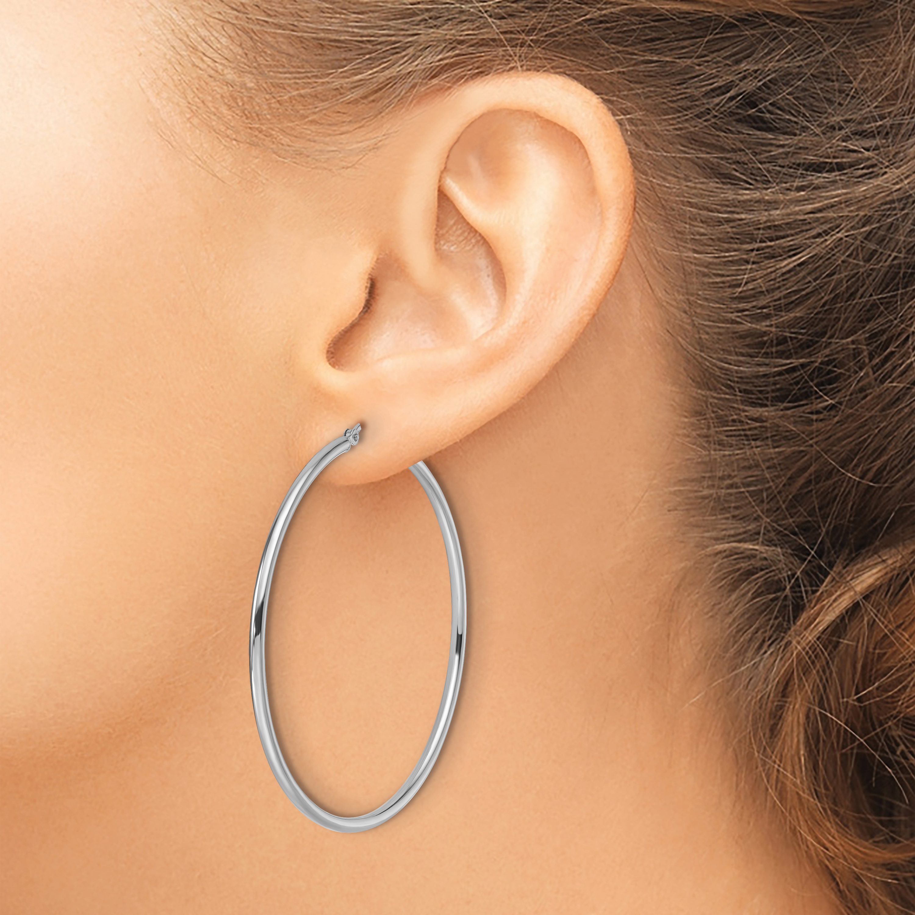  12 mm 14k White Gold Leslie's Gold Classic Polished Hoop Earrings  Unknown Friendly Weight 14K white gold - view 130