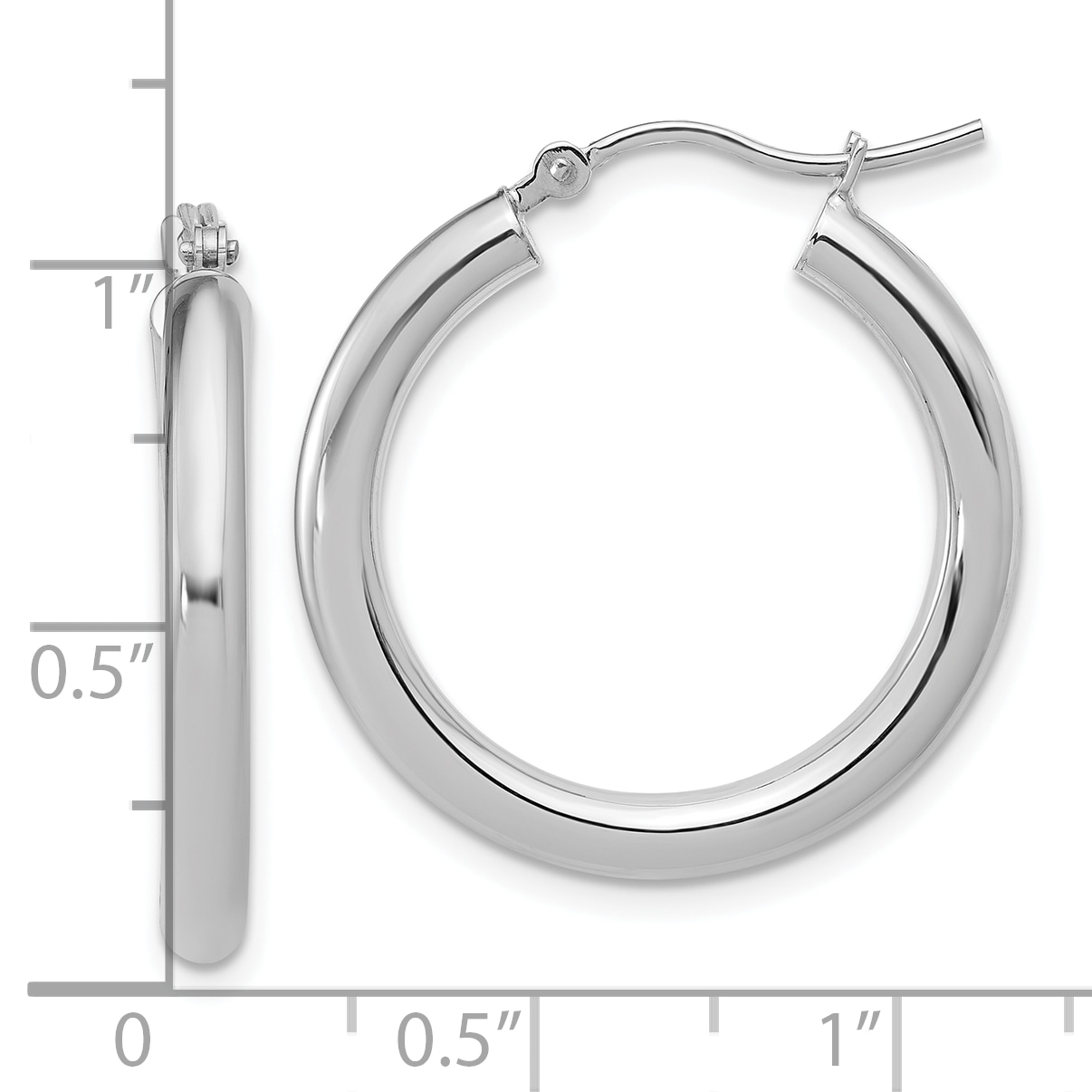  12 mm 14k White Gold Leslie's Gold Classic Polished Hoop Earrings  Unknown Friendly Weight 14K white gold - view 55