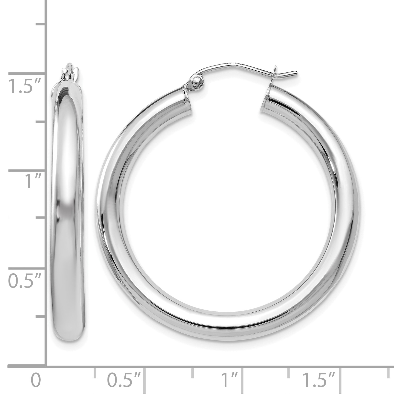  12 mm 14k White Gold Leslie's Gold Classic Polished Hoop Earrings  Unknown Friendly Weight 14K white gold - view 92