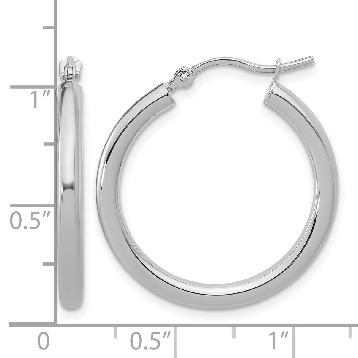  12 mm 14k White Gold Leslie's Gold Classic Polished Hoop Earrings  Unknown Friendly Weight 14K white gold - view 65