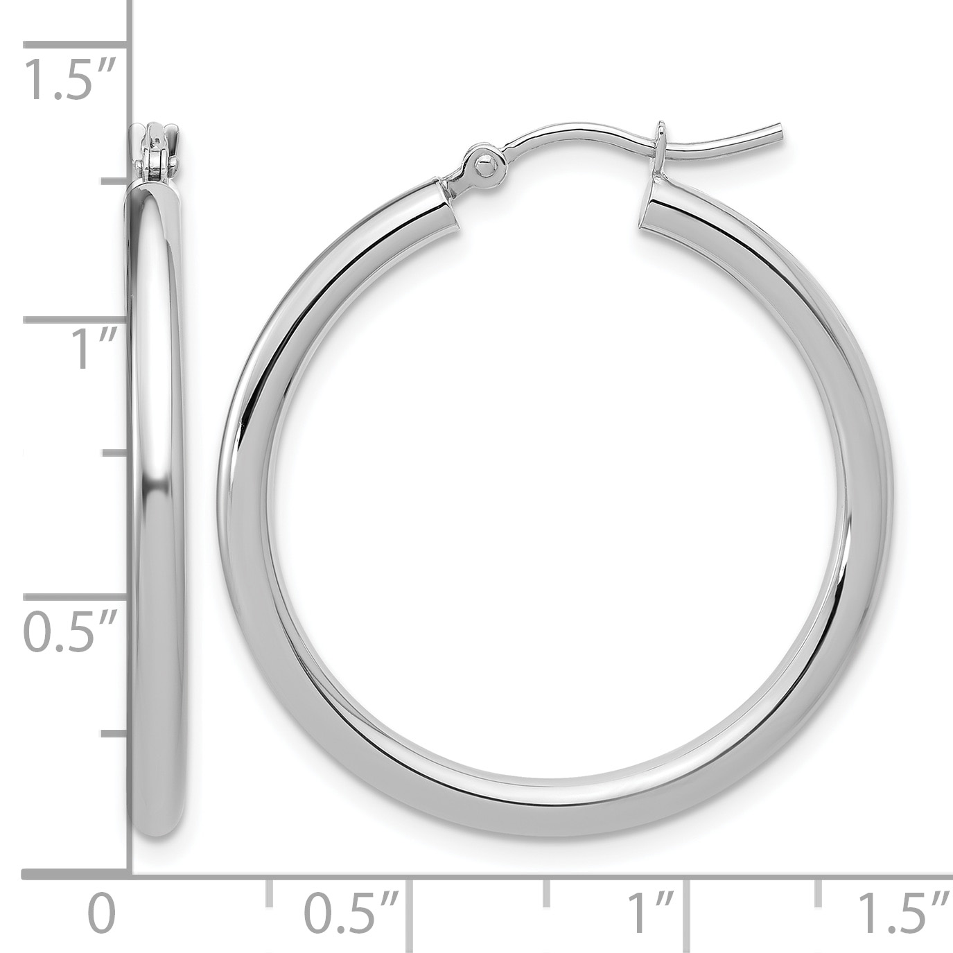  12 mm 14k White Gold Leslie's Gold Classic Polished Hoop Earrings  Unknown Friendly Weight 14K white gold - view 83