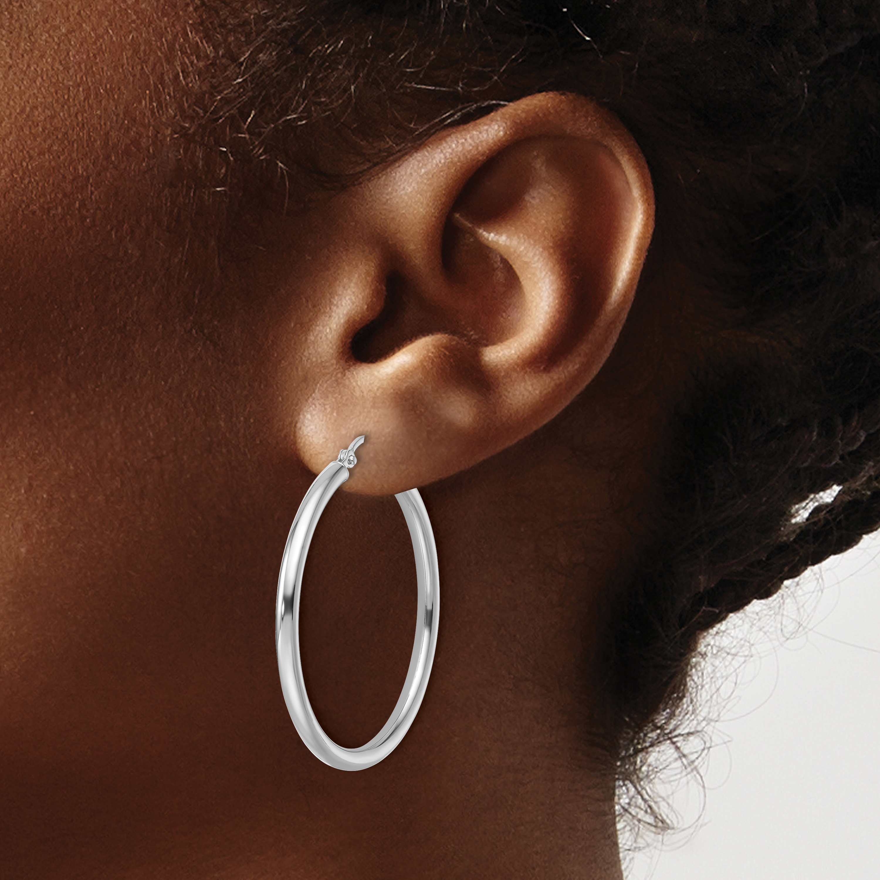  12 mm 14k White Gold Leslie's Gold Classic Polished Hoop Earrings  Unknown Friendly Weight 14K white gold - view 95