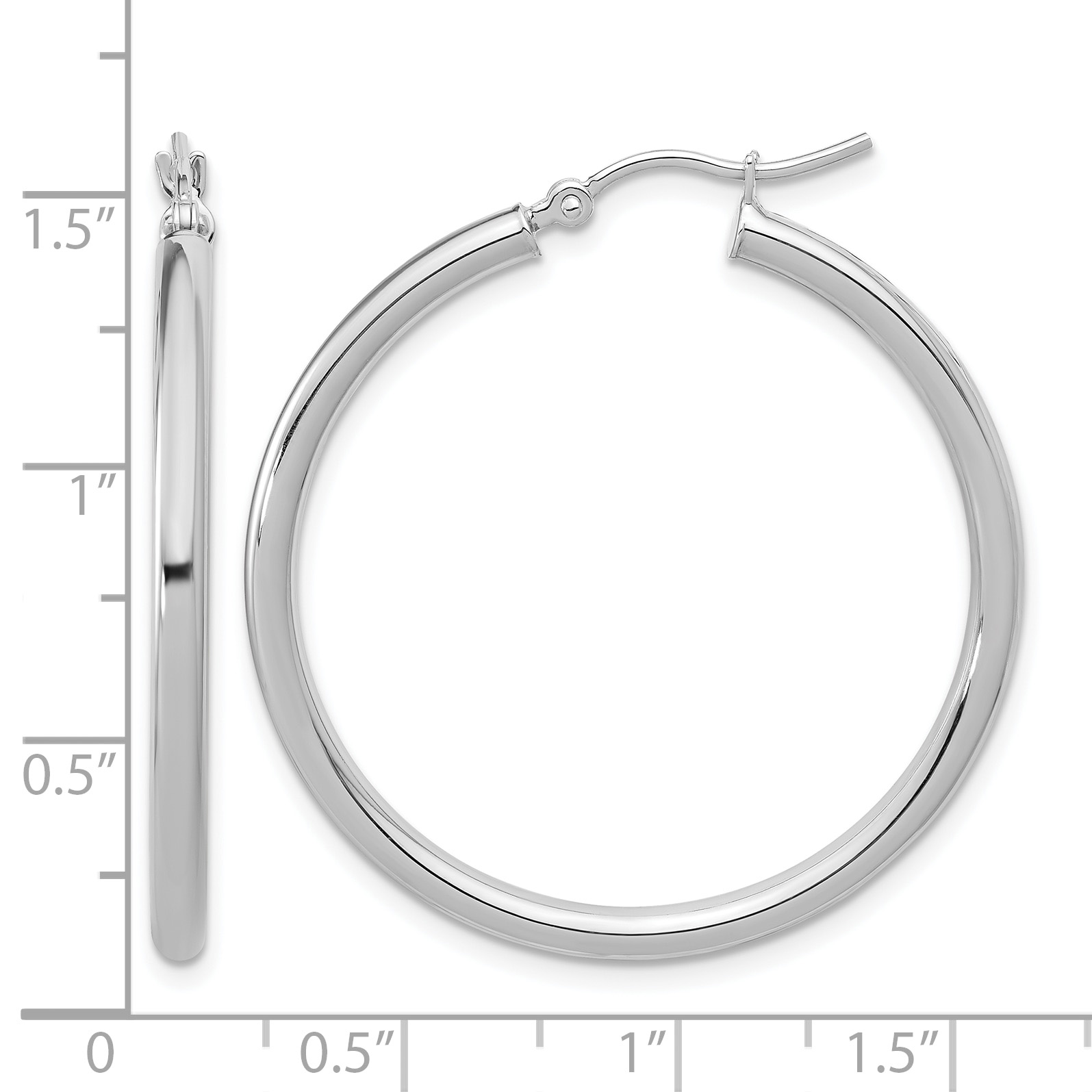  12 mm 14k White Gold Leslie's Gold Classic Polished Hoop Earrings  Unknown Friendly Weight 14K white gold - view 97