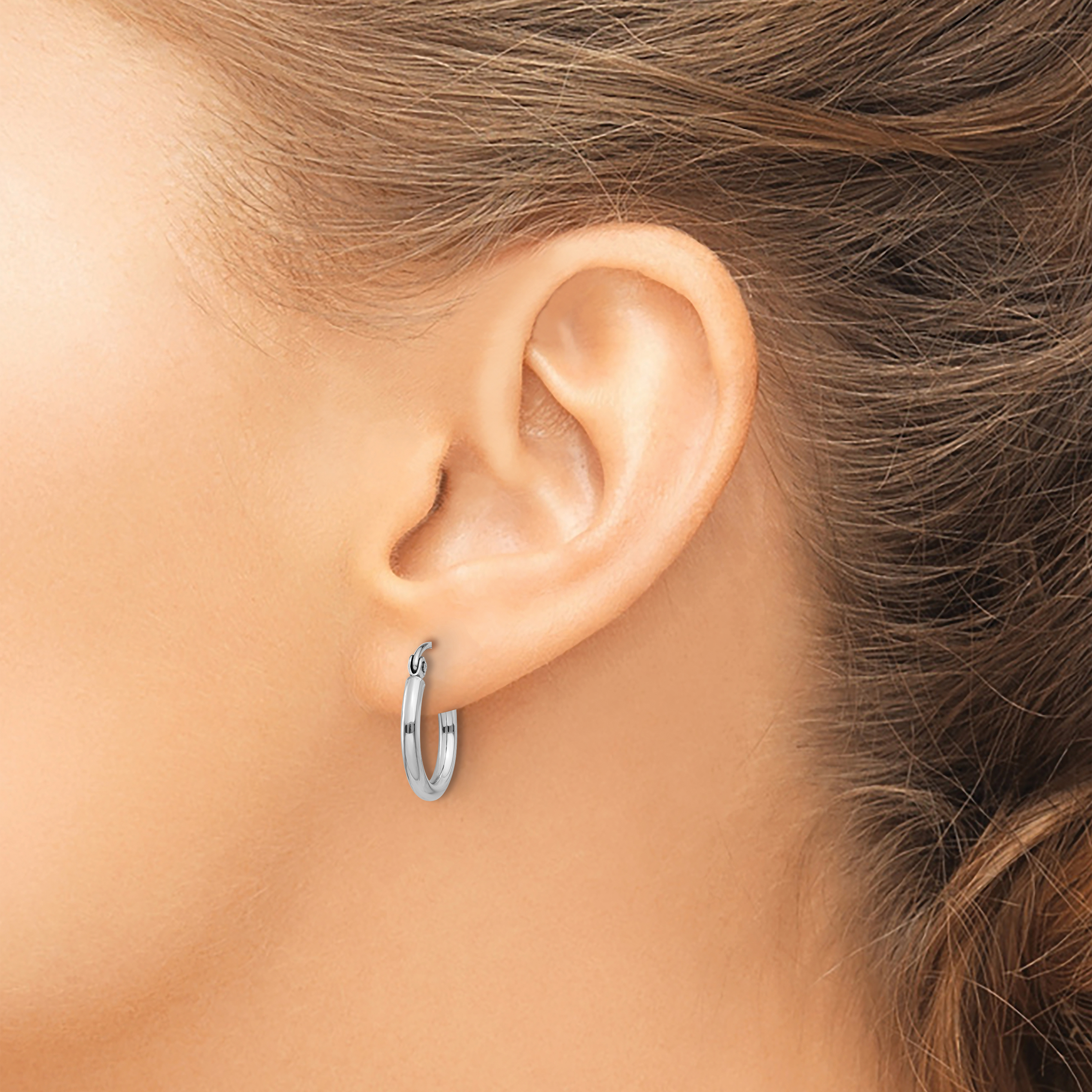  12 mm 14k White Gold Leslie's Gold Classic Polished Hoop Earrings  Unknown Friendly Weight 14K white gold - view 12