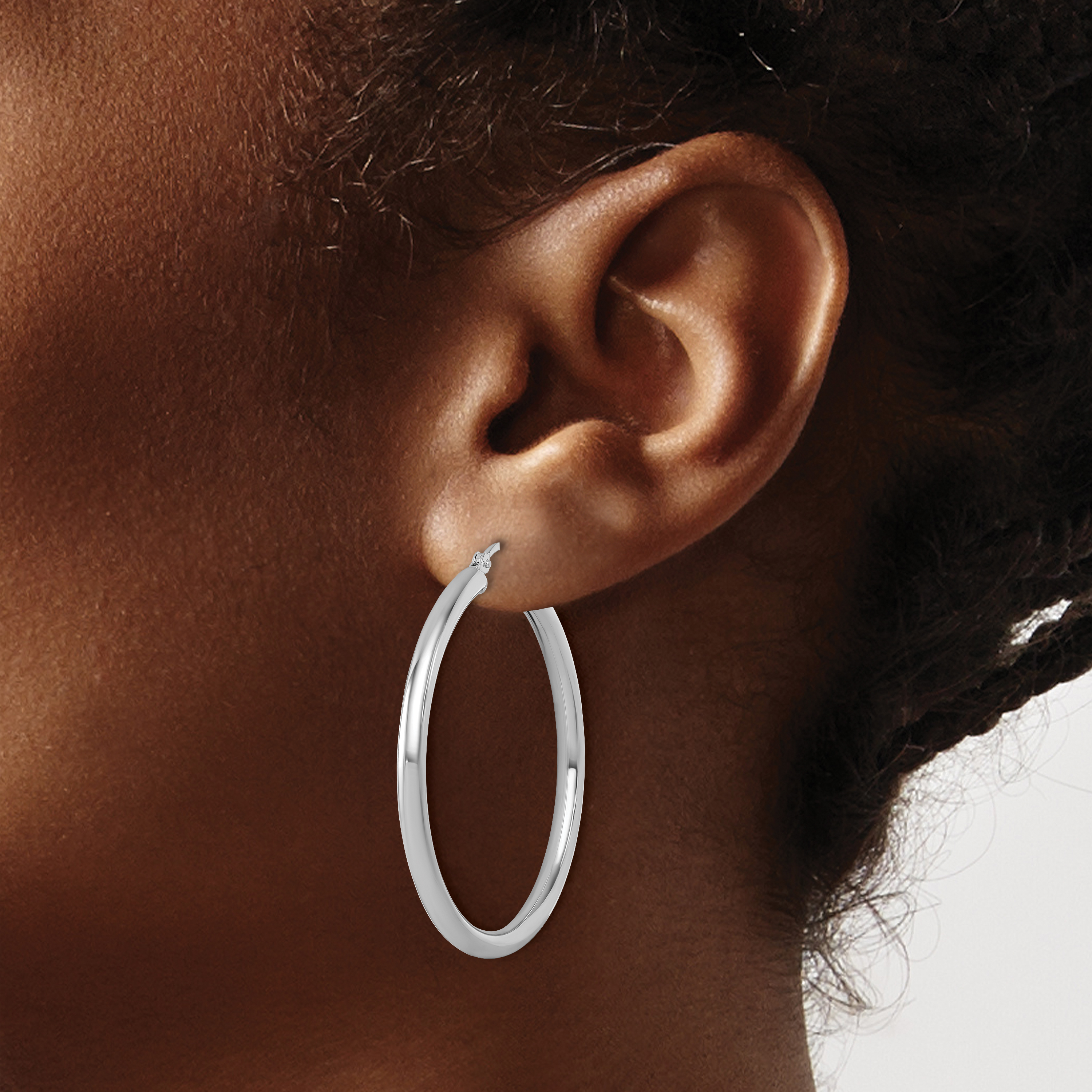  12 mm 14k White Gold Leslie's Gold Classic Polished Hoop Earrings  Unknown Friendly Weight 14K white gold - view 115