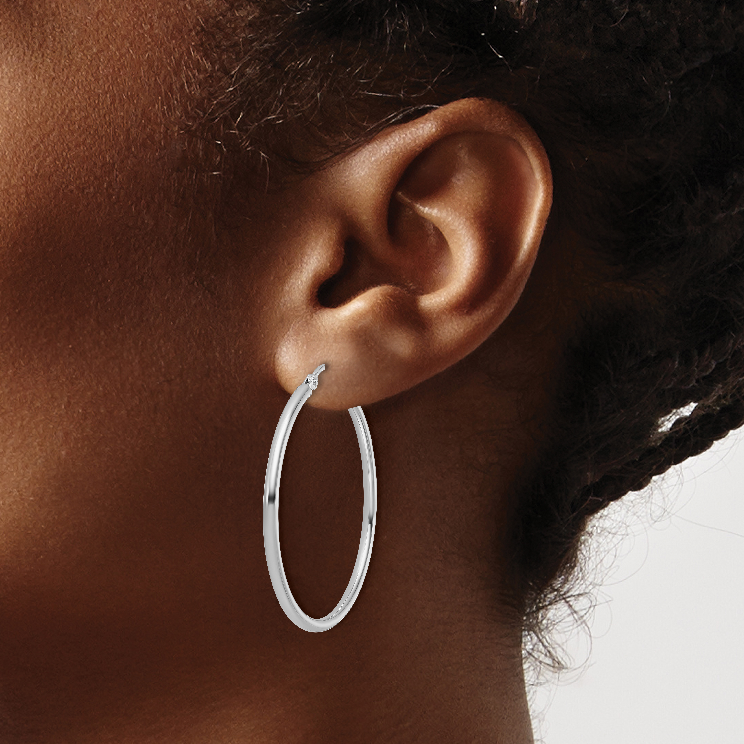  12 mm 14k White Gold Leslie's Gold Classic Polished Hoop Earrings  Unknown Friendly Weight 14K white gold - view 100
