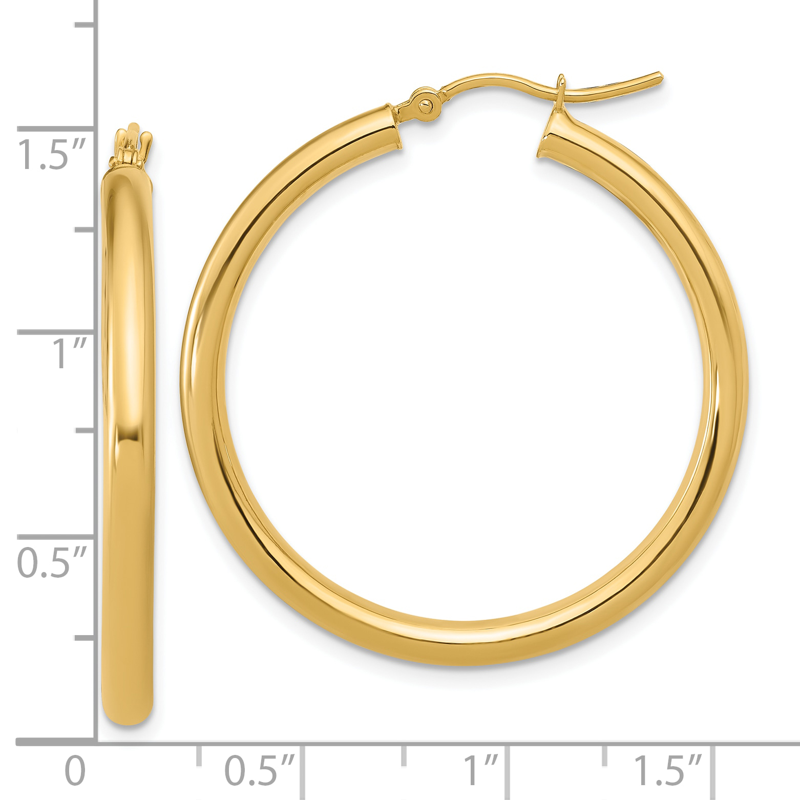  12 mm 14k Yellow Gold Leslie's Gold Classic Polished Hoop Earrings  Unknown Friendly Weight 14K yellow gold - view 101