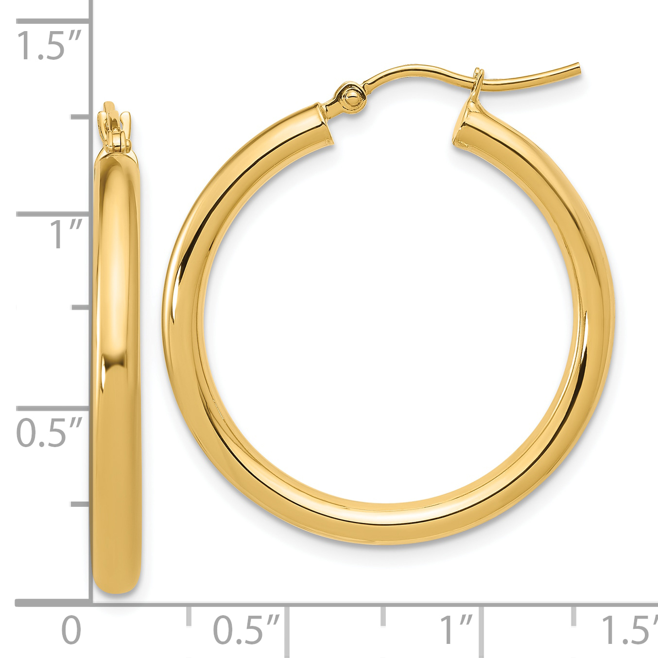  12 mm 14k Yellow Gold Leslie's Gold Classic Polished Hoop Earrings  Unknown Friendly Weight 14K yellow gold - view 77