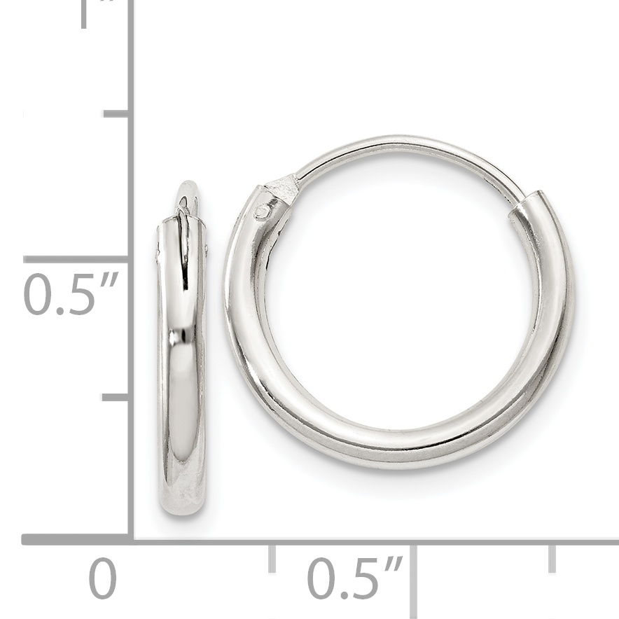  12 mm Sterling Silver 2.0mm Endless Hoop Earrings  Unknown Friendly Weight Sterling Silver - view 12