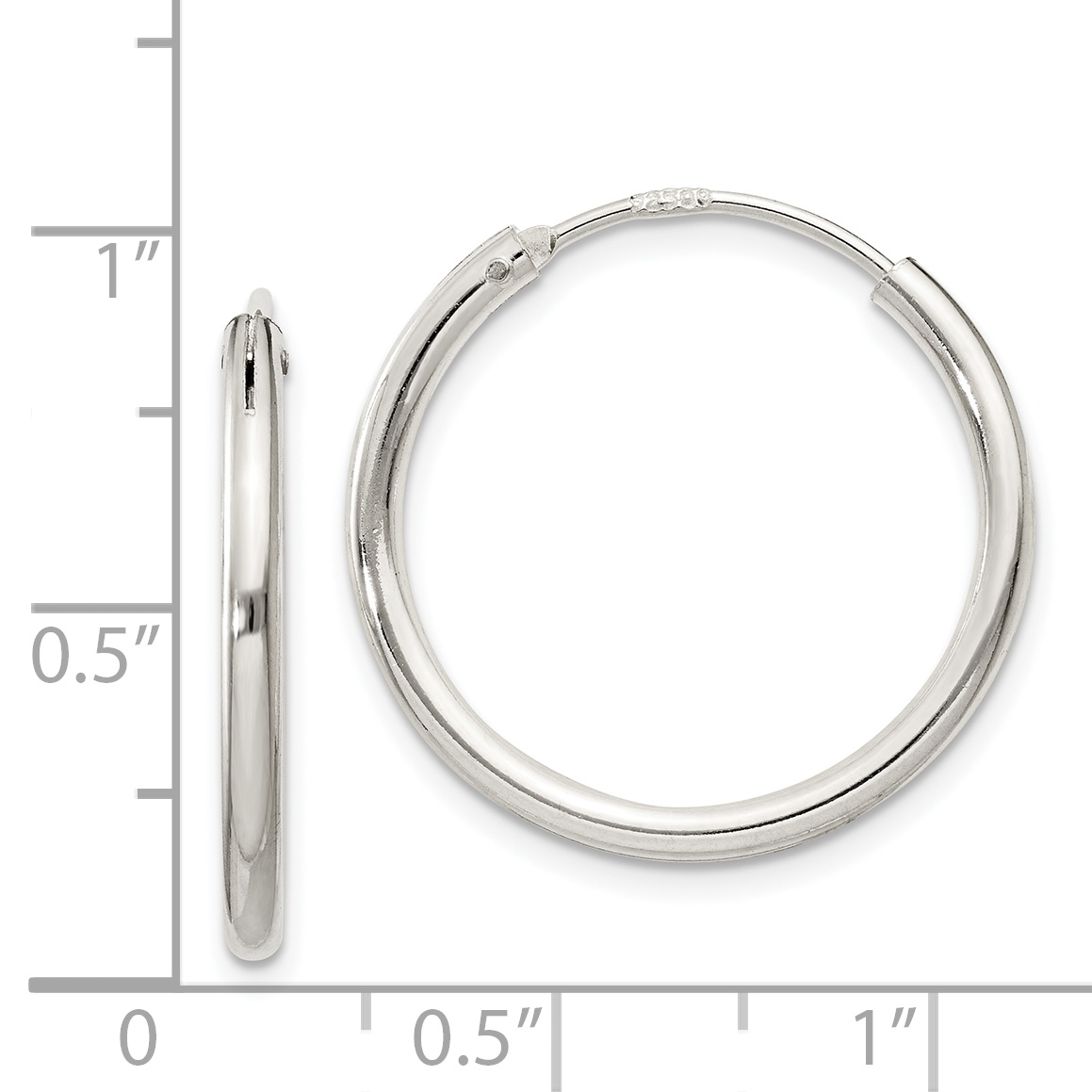  12 mm Sterling Silver 2.0mm Endless Hoop Earrings  Unknown Friendly Weight Sterling Silver - view 23
