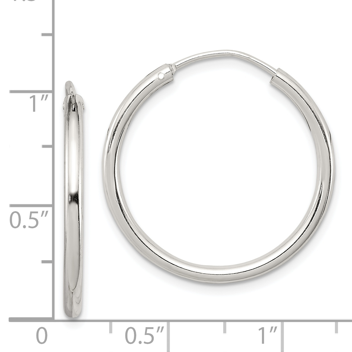 12 mm Sterling Silver 2.0mm Endless Hoop Earrings  Unknown Friendly Weight Sterling Silver - view 27
