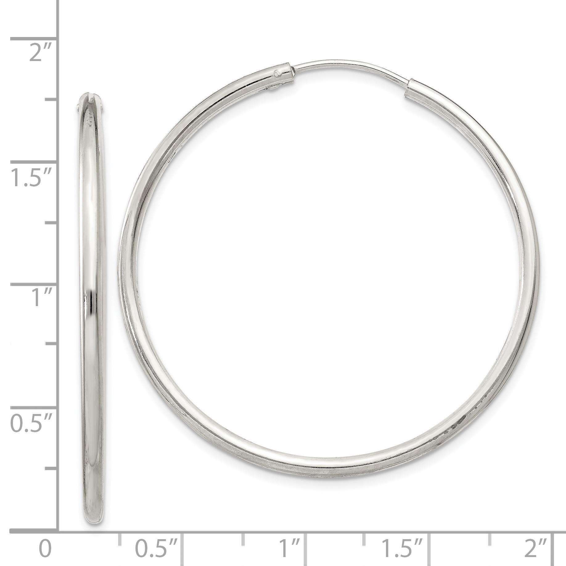  12 mm Sterling Silver 2.0mm Endless Hoop Earrings  Unknown Friendly Weight Sterling Silver - view 35