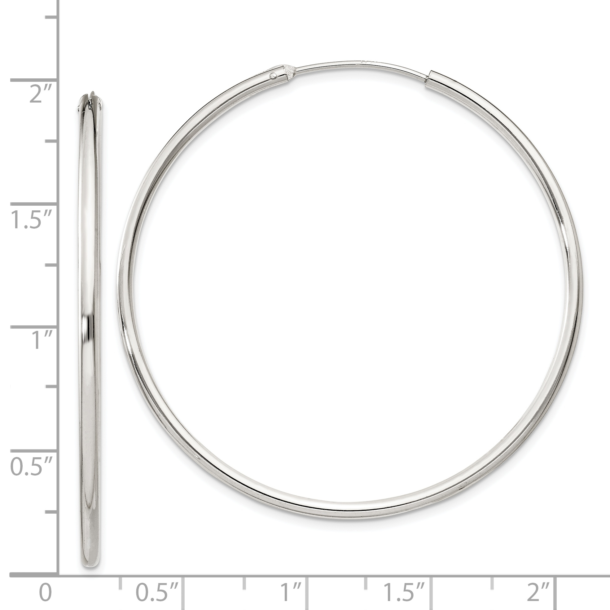 12 mm Sterling Silver 2.0mm Endless Hoop Earrings  Unknown Friendly Weight Sterling Silver - view 43