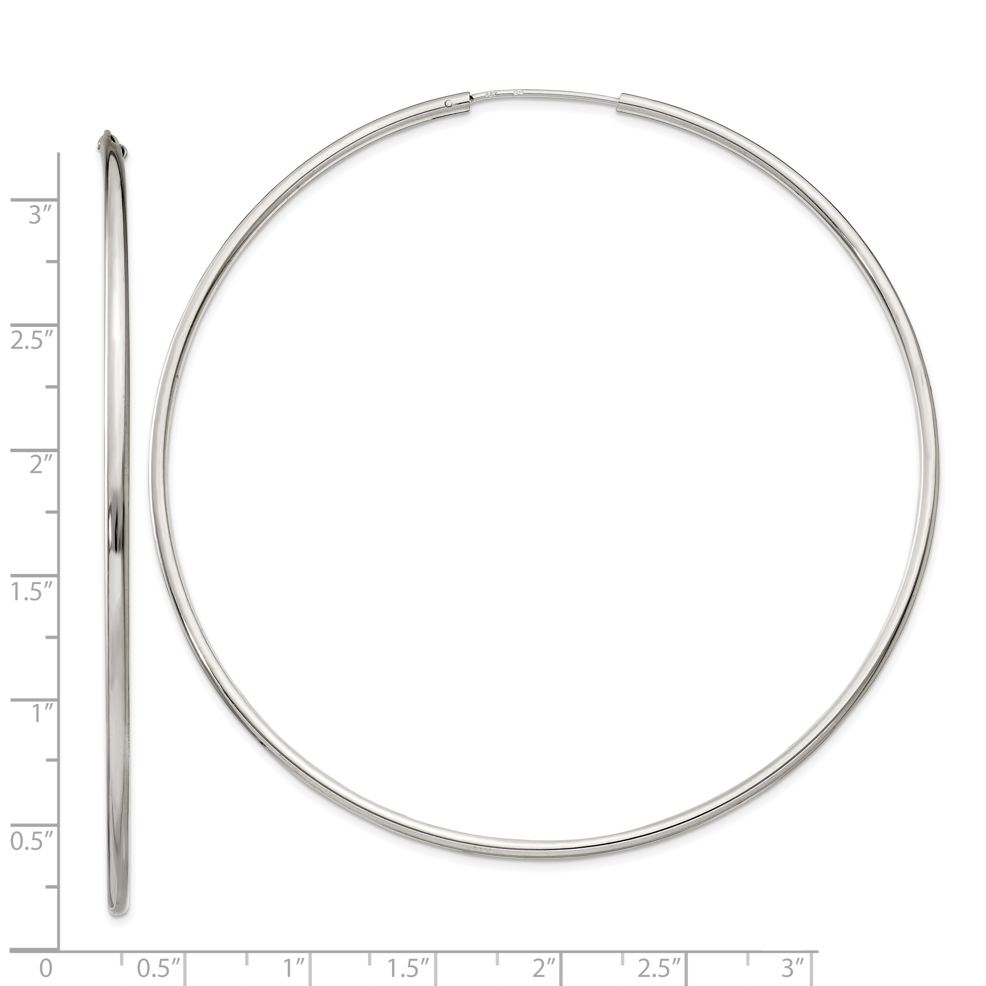  12 mm Sterling Silver 2.0mm Endless Hoop Earrings  Unknown Friendly Weight Sterling Silver - view 55