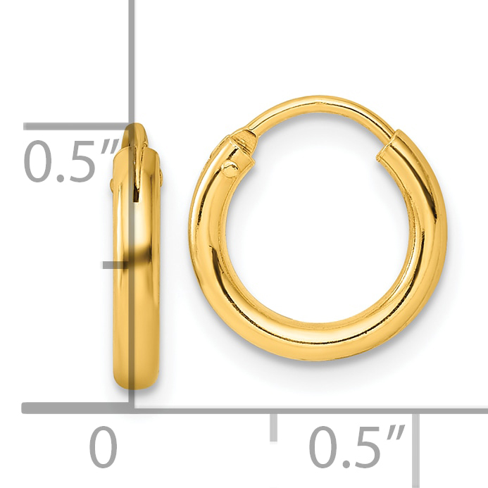  11.5 mm SS/Flash Plated Gold Tone Sterling Silver 2.0mm Endless Hoop Earrings  Unknown Friendly Weight Sterling Silver yellow - view 4
