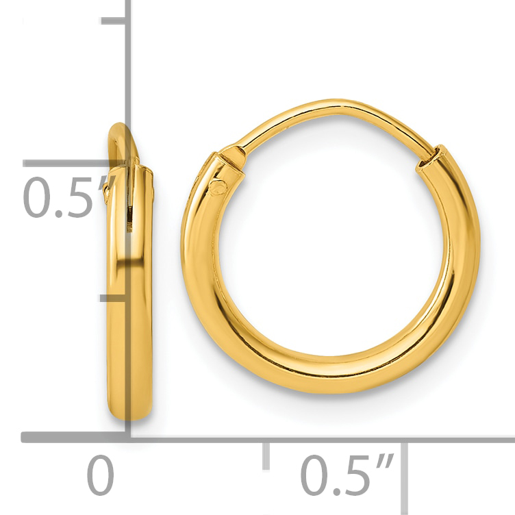  11.5 mm SS/Flash Plated Gold Tone Sterling Silver 2.0mm Endless Hoop Earrings  Unknown Friendly Weight Sterling Silver yellow - view 7