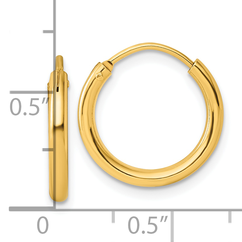  11.5 mm SS/Flash Plated Gold Tone Sterling Silver 2.0mm Endless Hoop Earrings  Unknown Friendly Weight Sterling Silver yellow - view 11