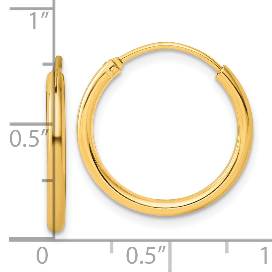  11.5 mm SS/Flash Plated Gold Tone Sterling Silver 2.0mm Endless Hoop Earrings  Unknown Friendly Weight Sterling Silver yellow - view 15