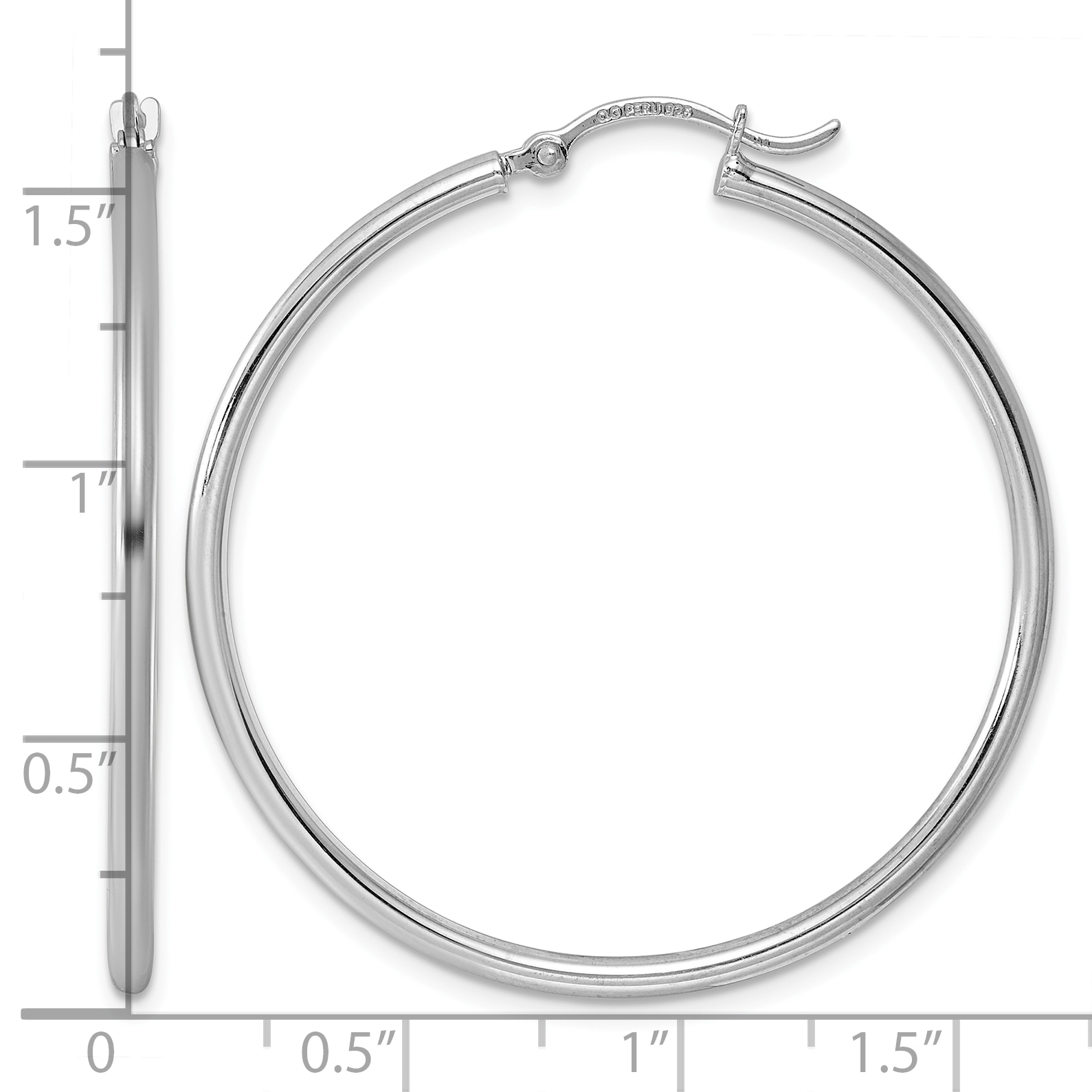  14 mm Sterling Silver 2.0mm Hoop Earrings  Unknown Friendly Weight Sterling Silver - view 38