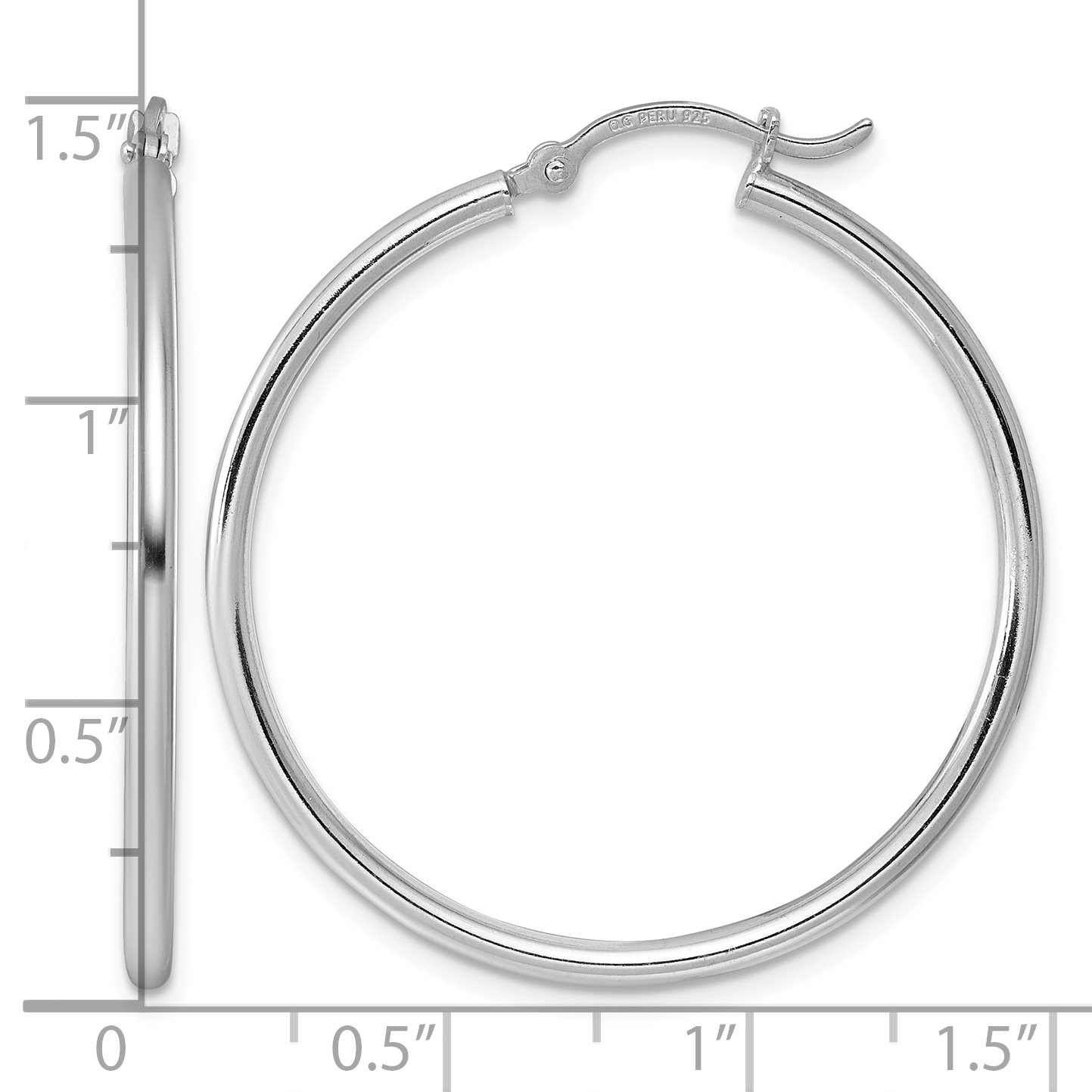  14 mm Sterling Silver 2.0mm Hoop Earrings  Unknown Friendly Weight Sterling Silver - view 33