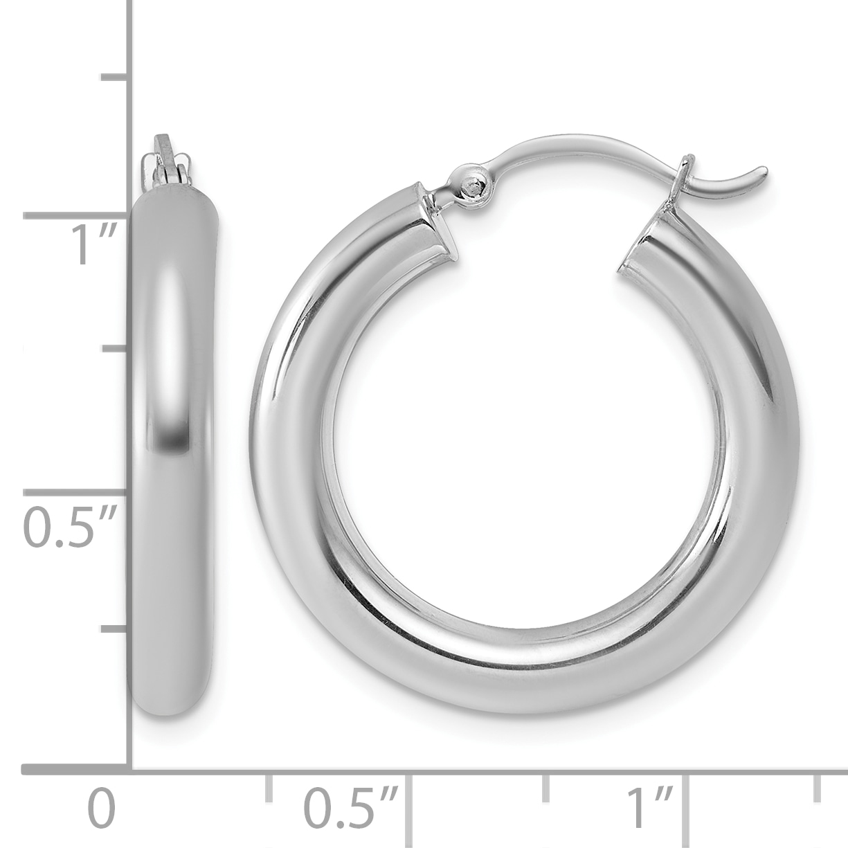  27 mm Sterling Silver 4.0mm Hoop Earrings  Unknown Friendly Weight Sterling Silver - view 4