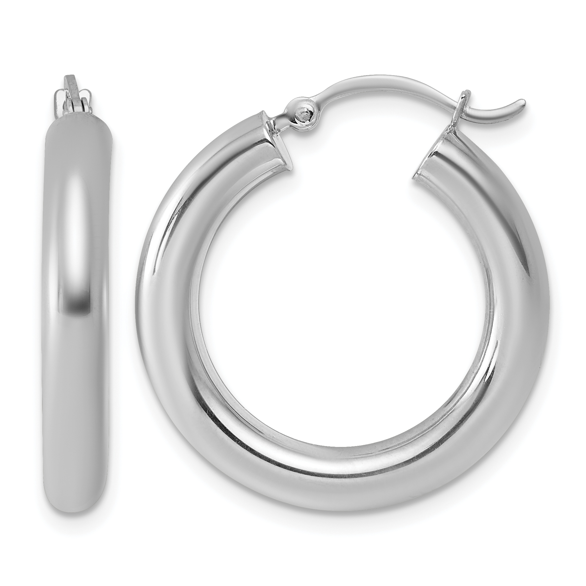  27 mm Sterling Silver 4.0mm Hoop Earrings  Unknown Friendly Weight Sterling Silver - view 5