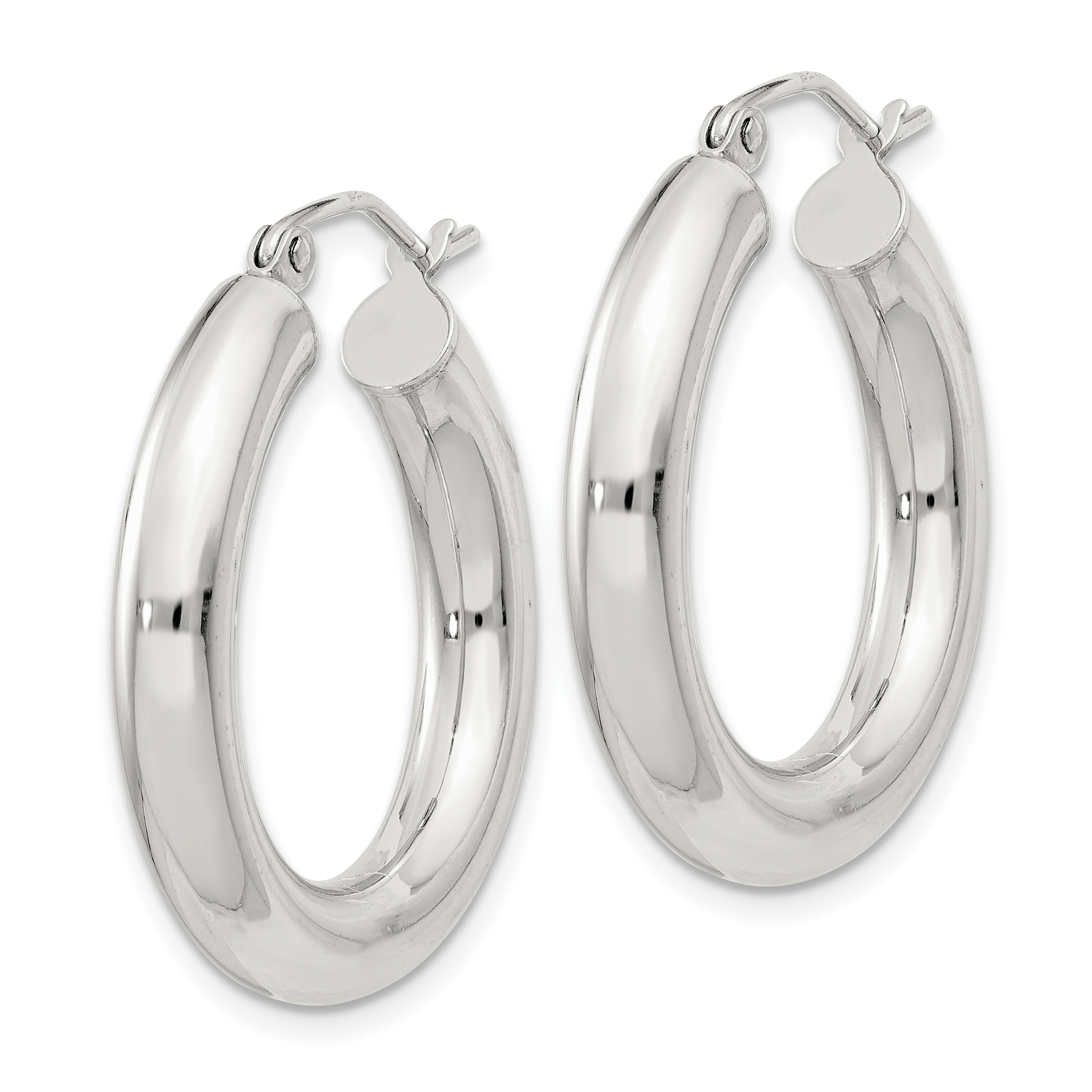  27 mm Sterling Silver 4.0mm Hoop Earrings  Unknown Friendly Weight Sterling Silver - view 6