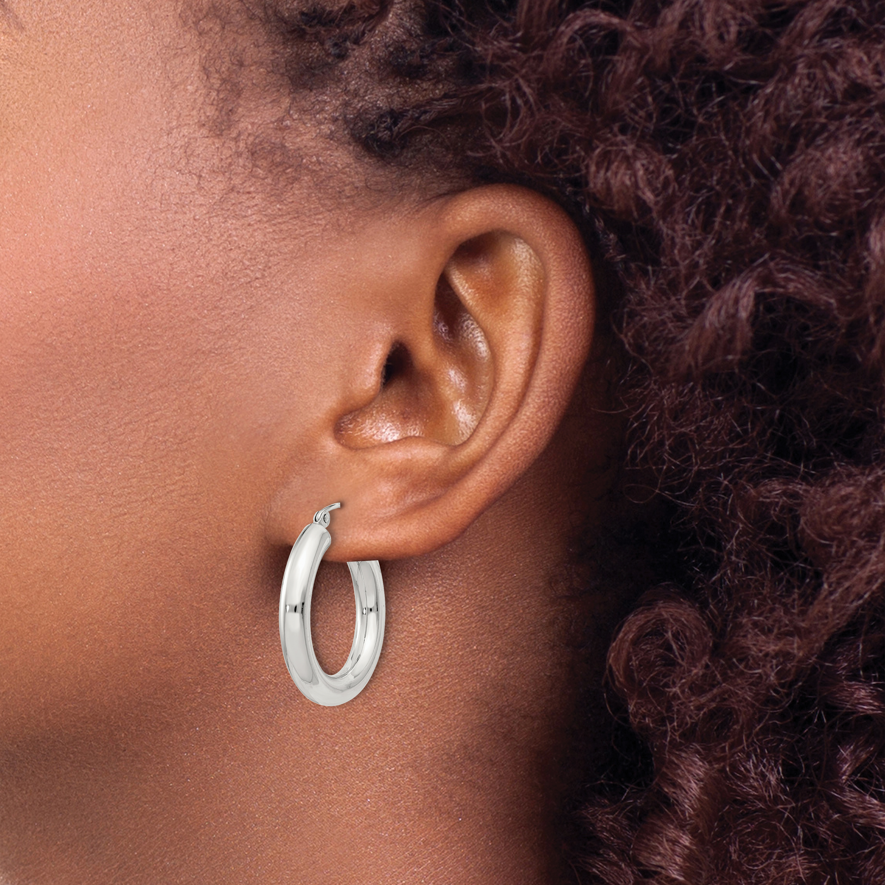  27 mm Sterling Silver 4.0mm Hoop Earrings  Unknown Friendly Weight Sterling Silver - view 7