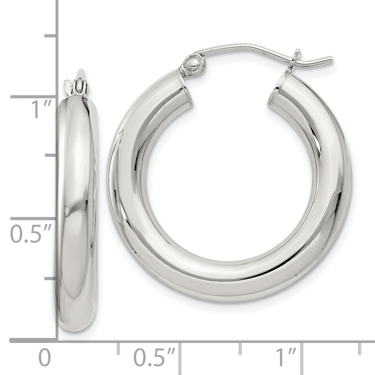  27 mm Sterling Silver 4.0mm Hoop Earrings  Unknown Friendly Weight Sterling Silver - view 8