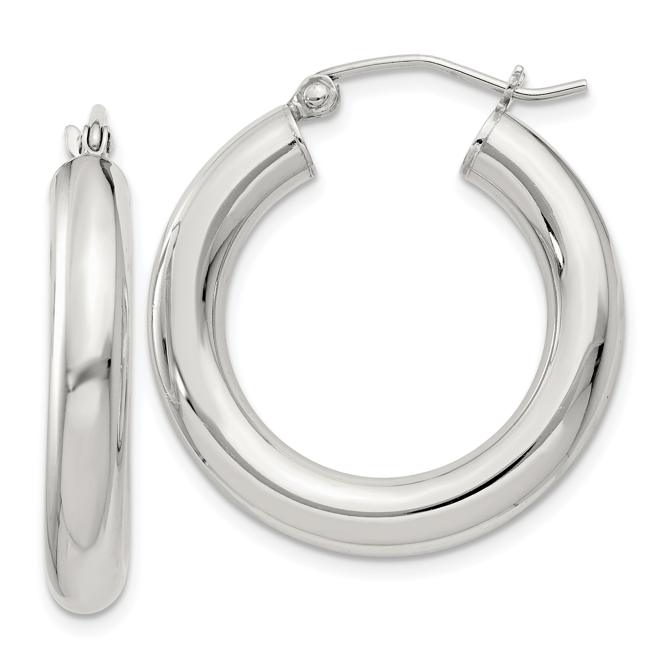  27 mm Sterling Silver 4.0mm Hoop Earrings  Unknown Friendly Weight Sterling Silver - view 9