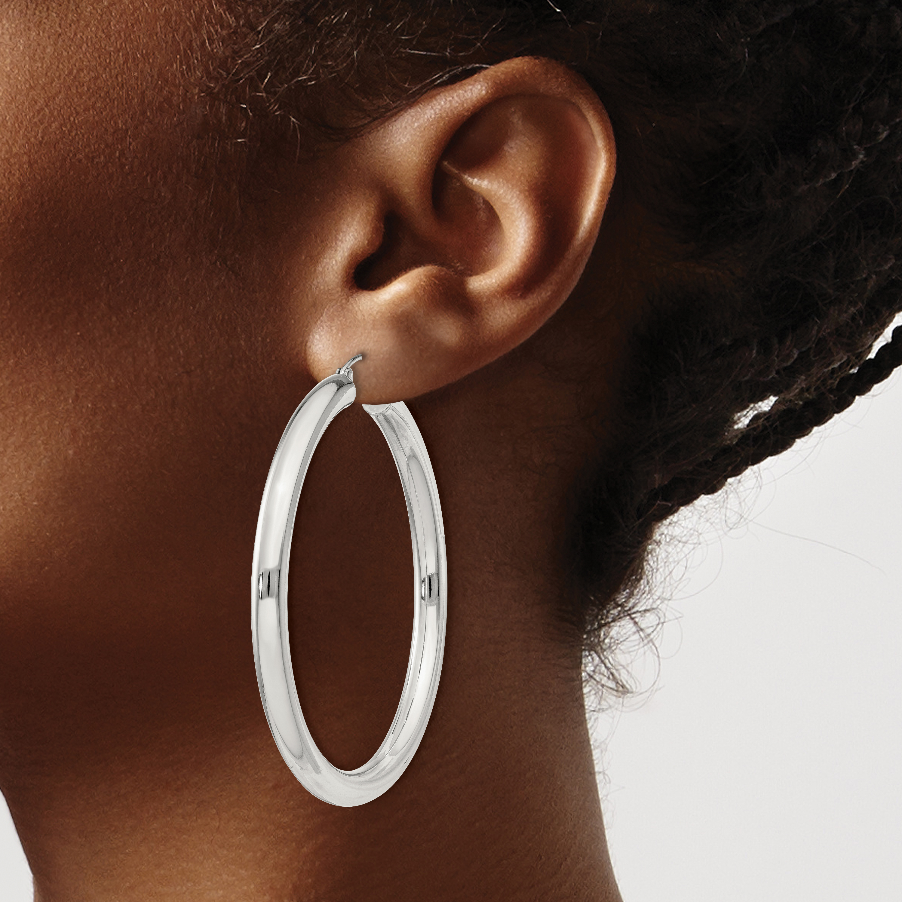  27 mm Sterling Silver 4.0mm Hoop Earrings  Unknown Friendly Weight Sterling Silver - view 51