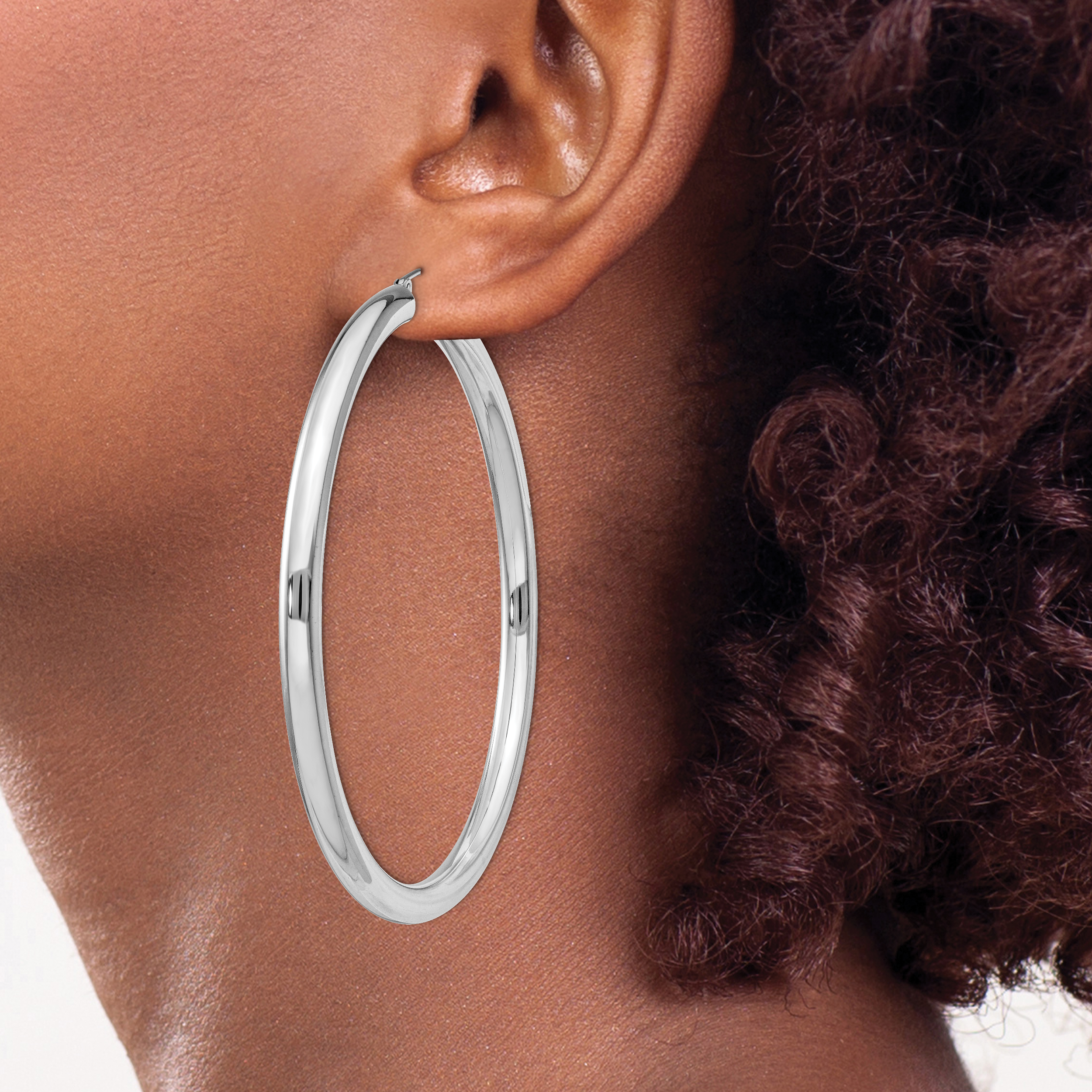  27 mm Sterling Silver 4.0mm Hoop Earrings  Unknown Friendly Weight Sterling Silver - view 73