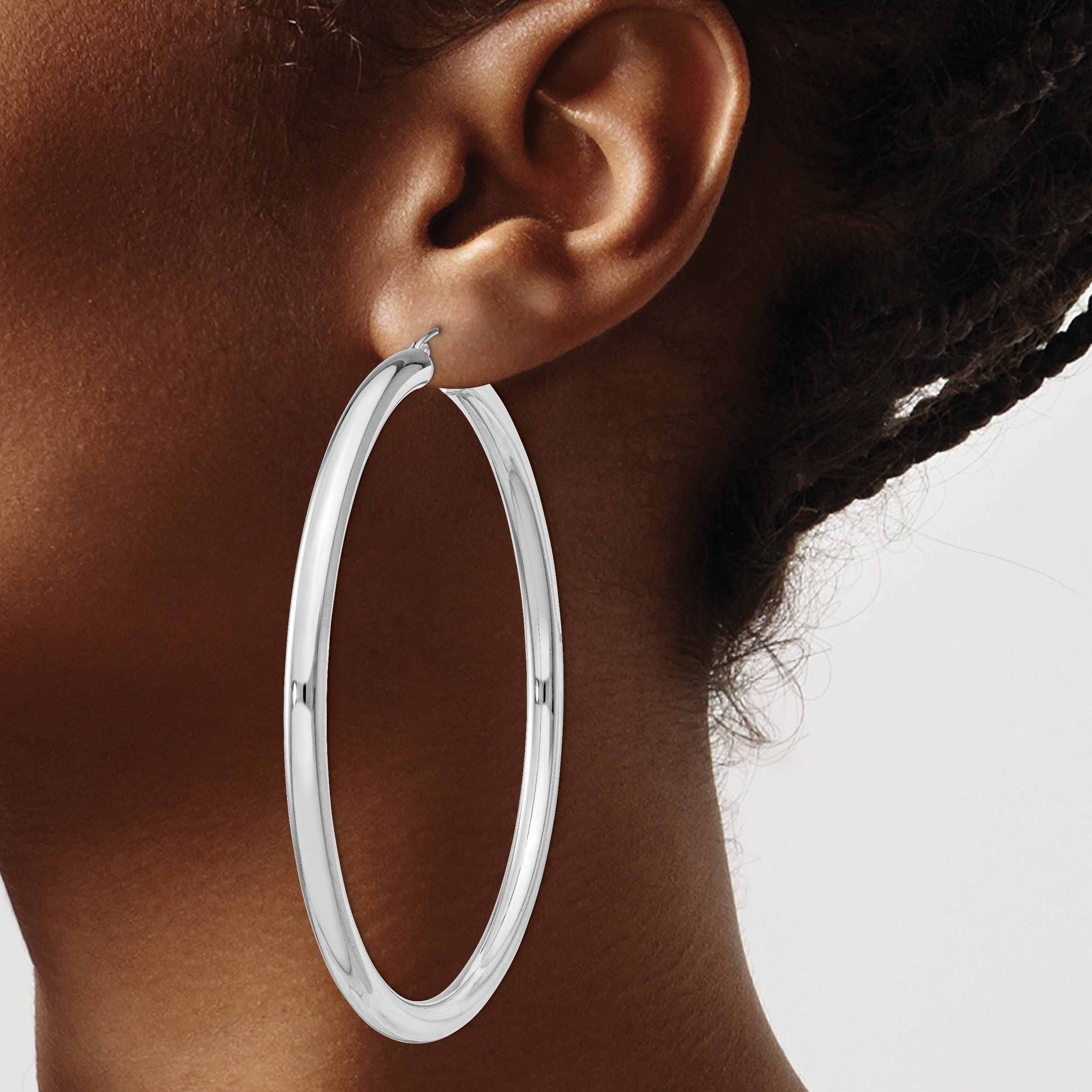  27 mm Sterling Silver 4.0mm Hoop Earrings  Unknown Friendly Weight Sterling Silver - view 82