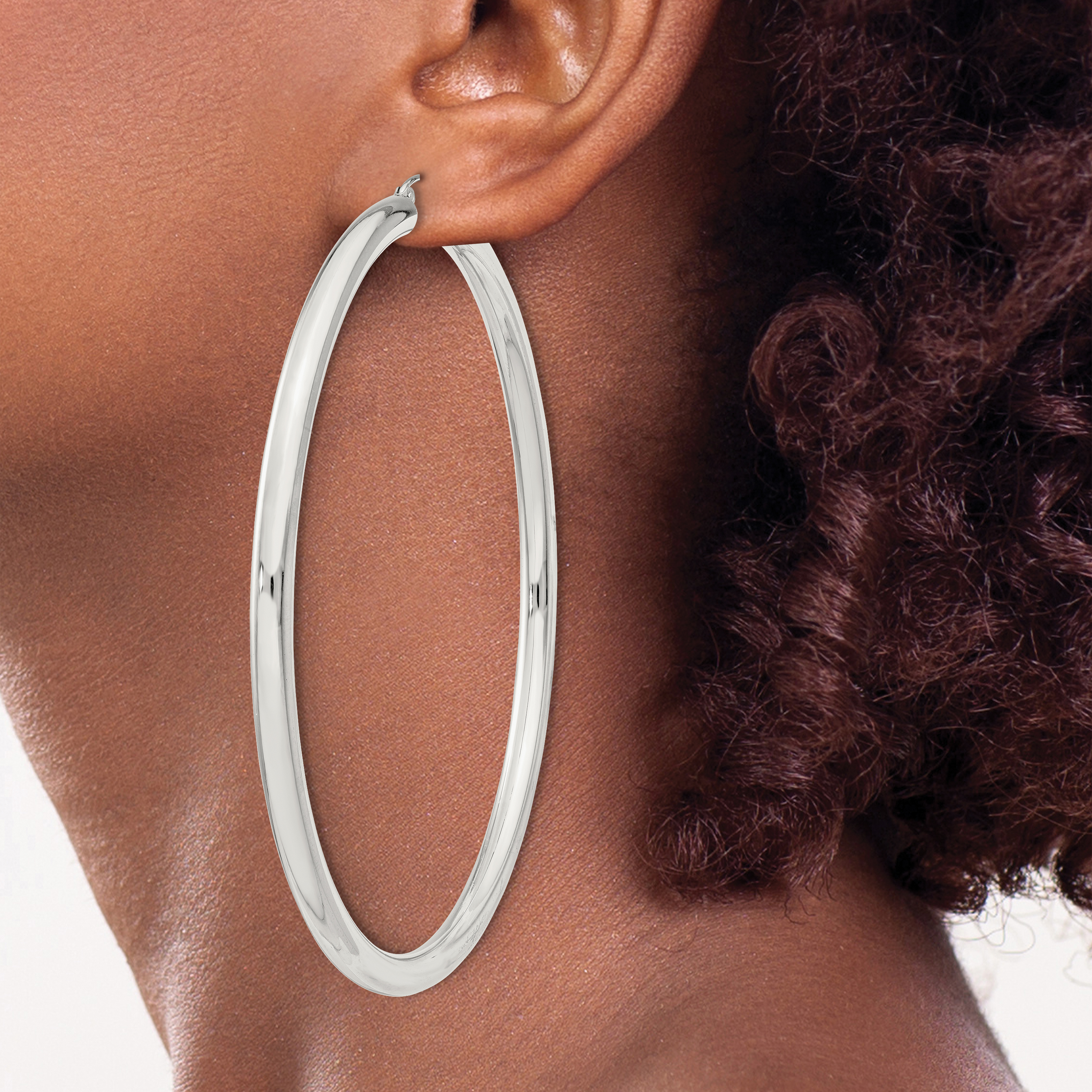  27 mm Sterling Silver 4.0mm Hoop Earrings  Unknown Friendly Weight Sterling Silver - view 95