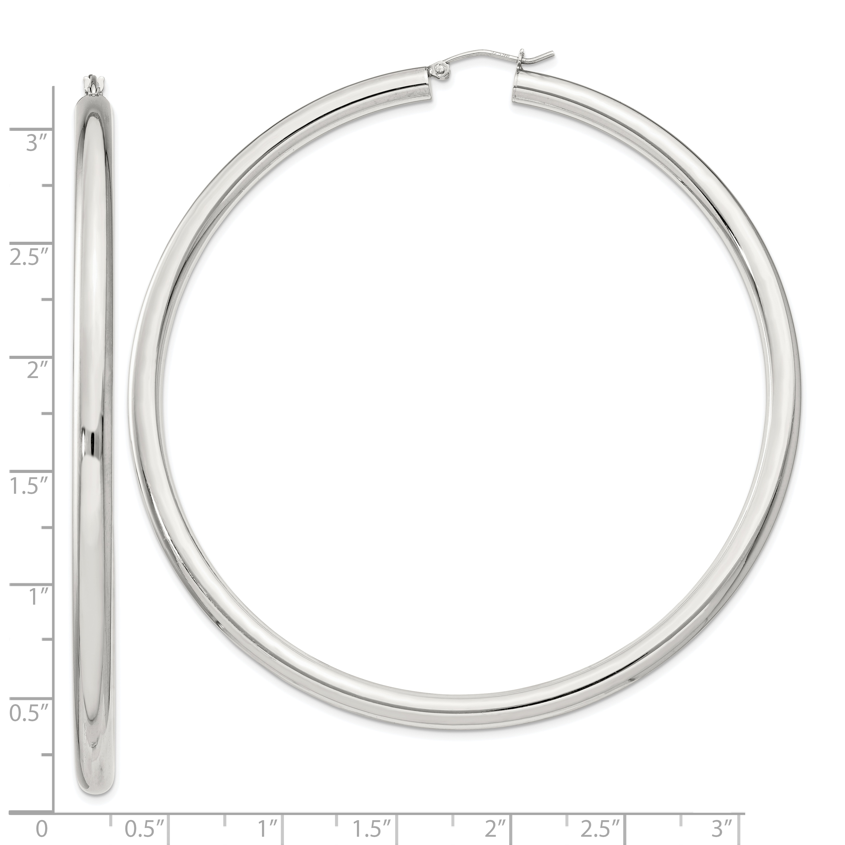  27 mm Sterling Silver 4.0mm Hoop Earrings  Unknown Friendly Weight Sterling Silver - view 96