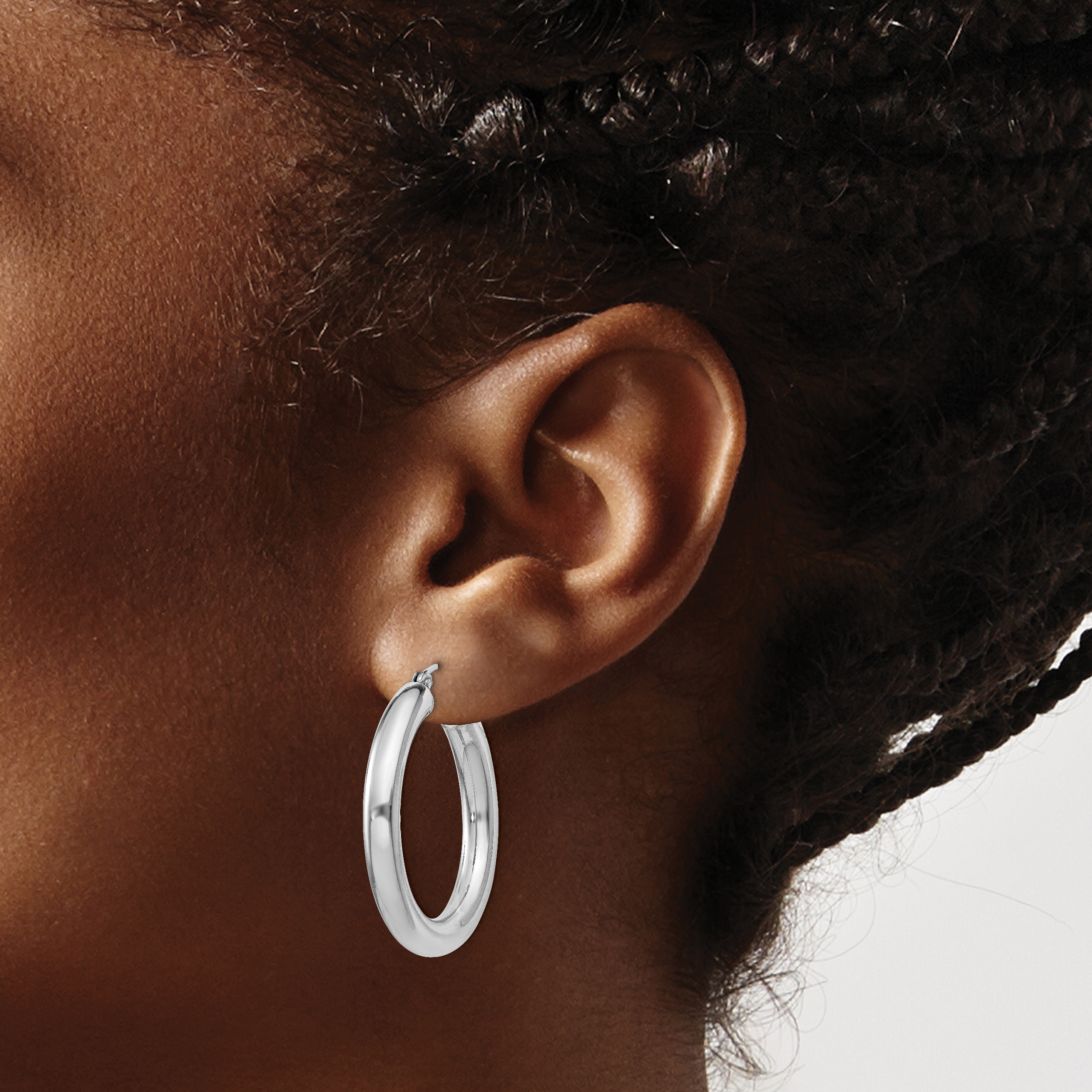  27 mm Sterling Silver 4.0mm Hoop Earrings  Unknown Friendly Weight Sterling Silver - view 11
