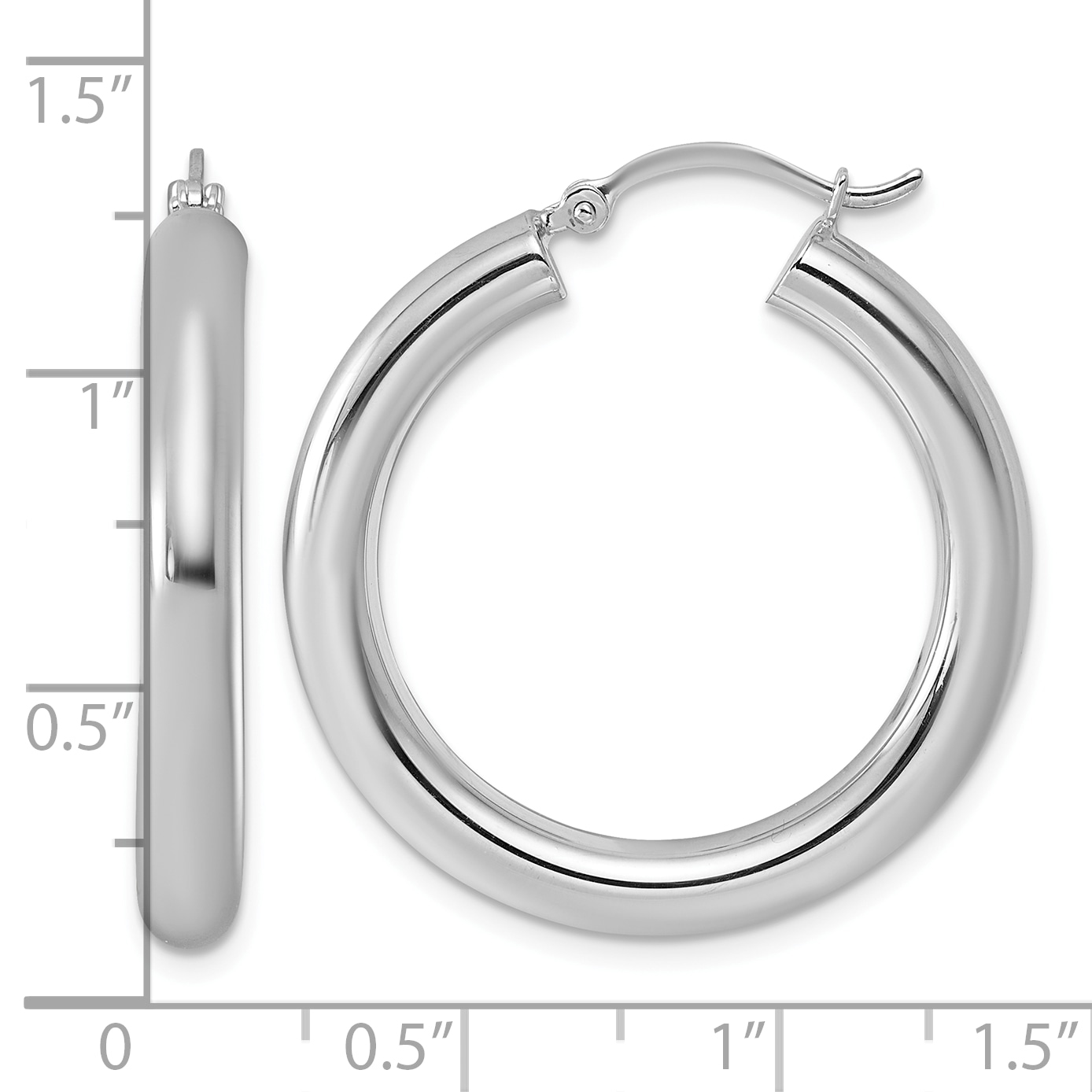 27 mm Sterling Silver 4.0mm Hoop Earrings  Unknown Friendly Weight Sterling Silver - view 13