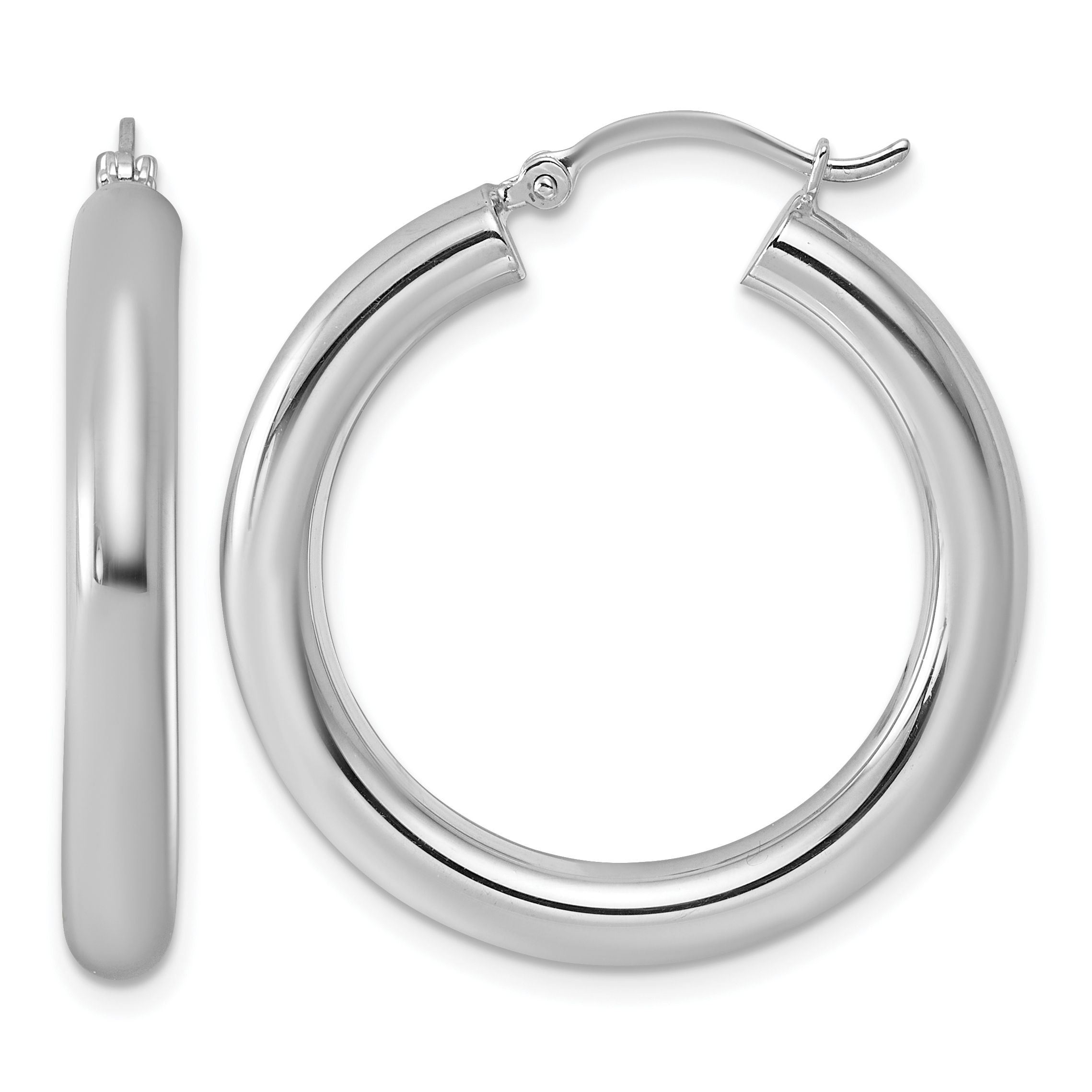  27 mm Sterling Silver 4.0mm Hoop Earrings  Unknown Friendly Weight Sterling Silver - view 14
