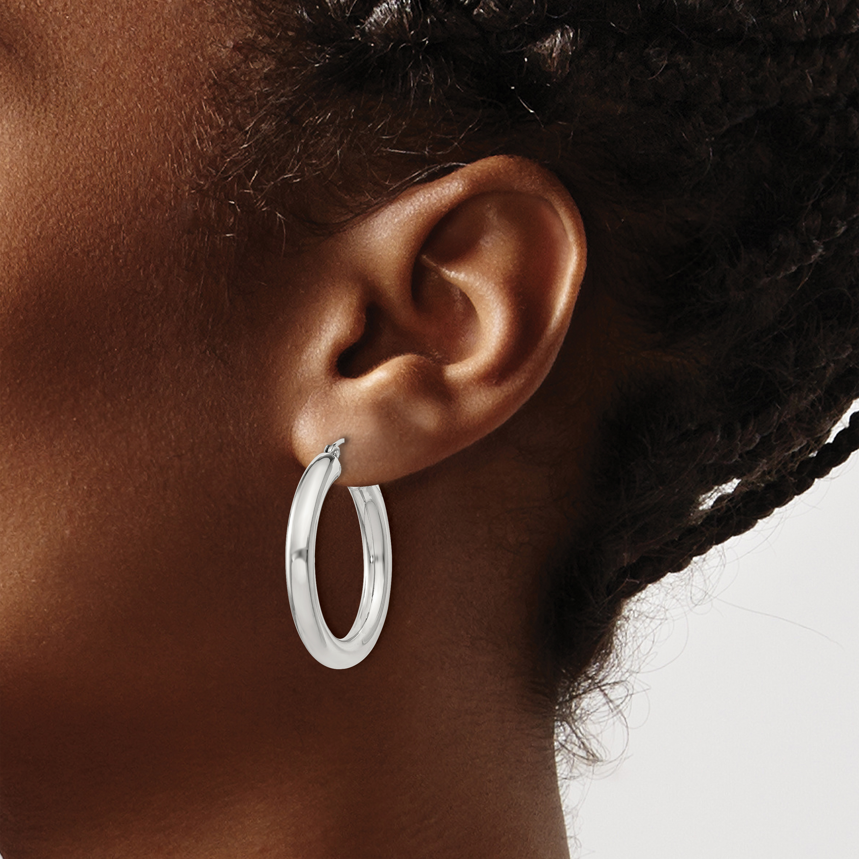  27 mm Sterling Silver 4.0mm Hoop Earrings  Unknown Friendly Weight Sterling Silver - view 16