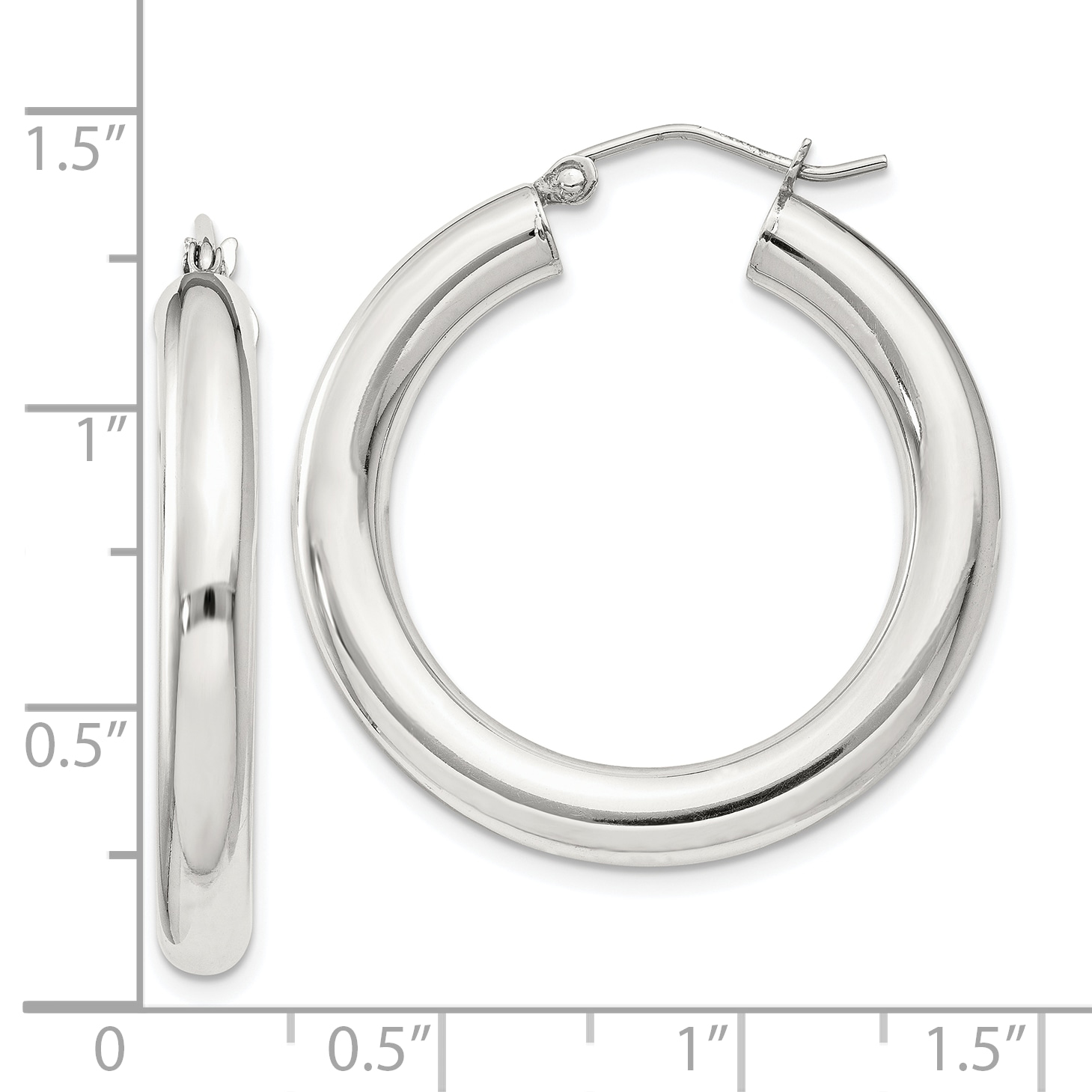  27 mm Sterling Silver 4.0mm Hoop Earrings  Unknown Friendly Weight Sterling Silver - view 17