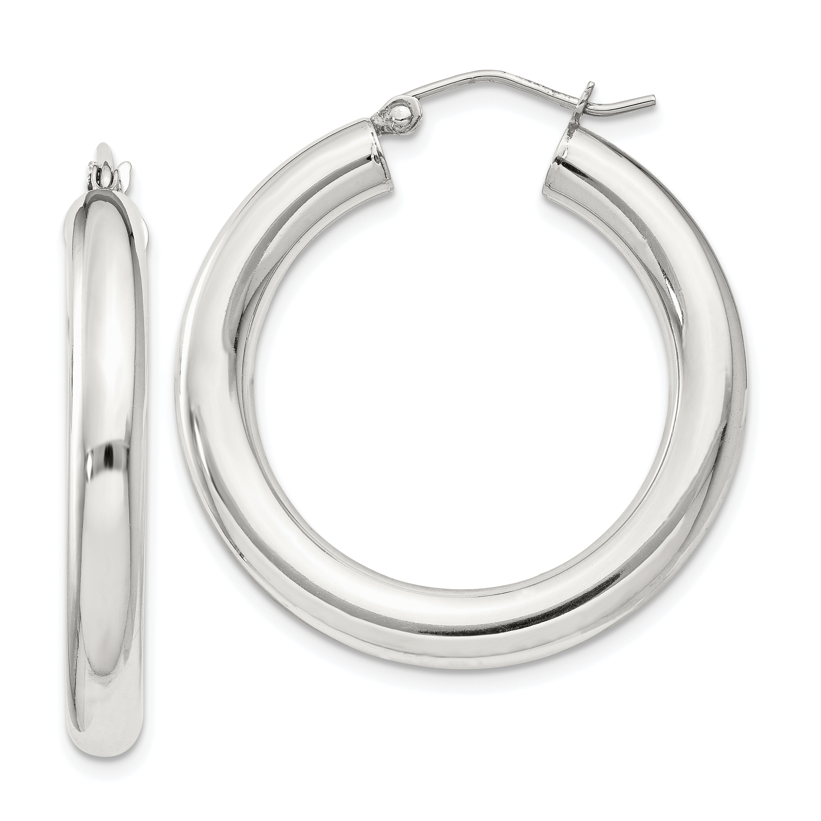  27 mm Sterling Silver 4.0mm Hoop Earrings  Unknown Friendly Weight Sterling Silver - view 18