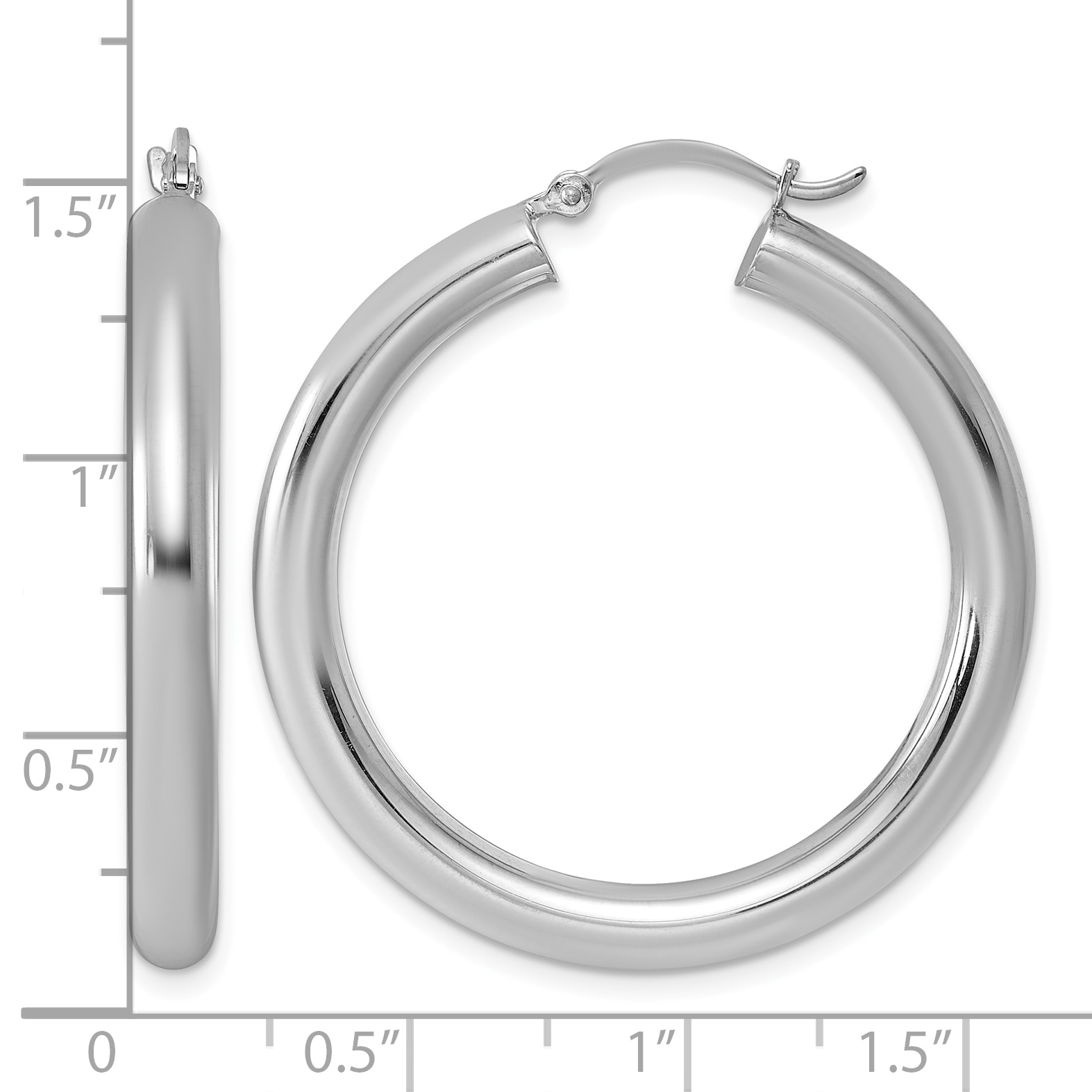  27 mm Sterling Silver 4.0mm Hoop Earrings  Unknown Friendly Weight Sterling Silver - view 22