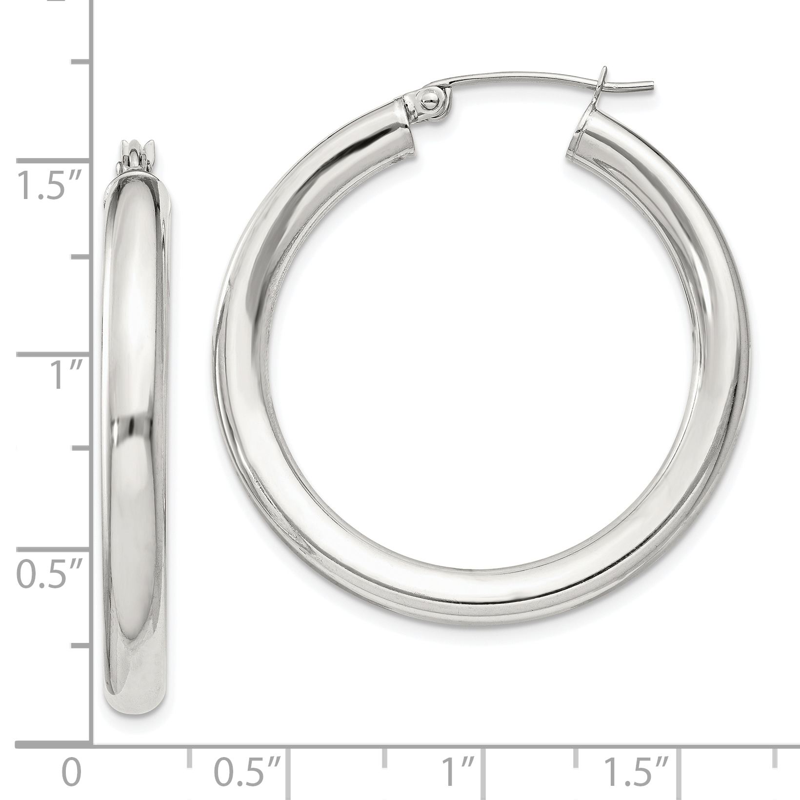  27 mm Sterling Silver 4.0mm Hoop Earrings  Unknown Friendly Weight Sterling Silver - view 26