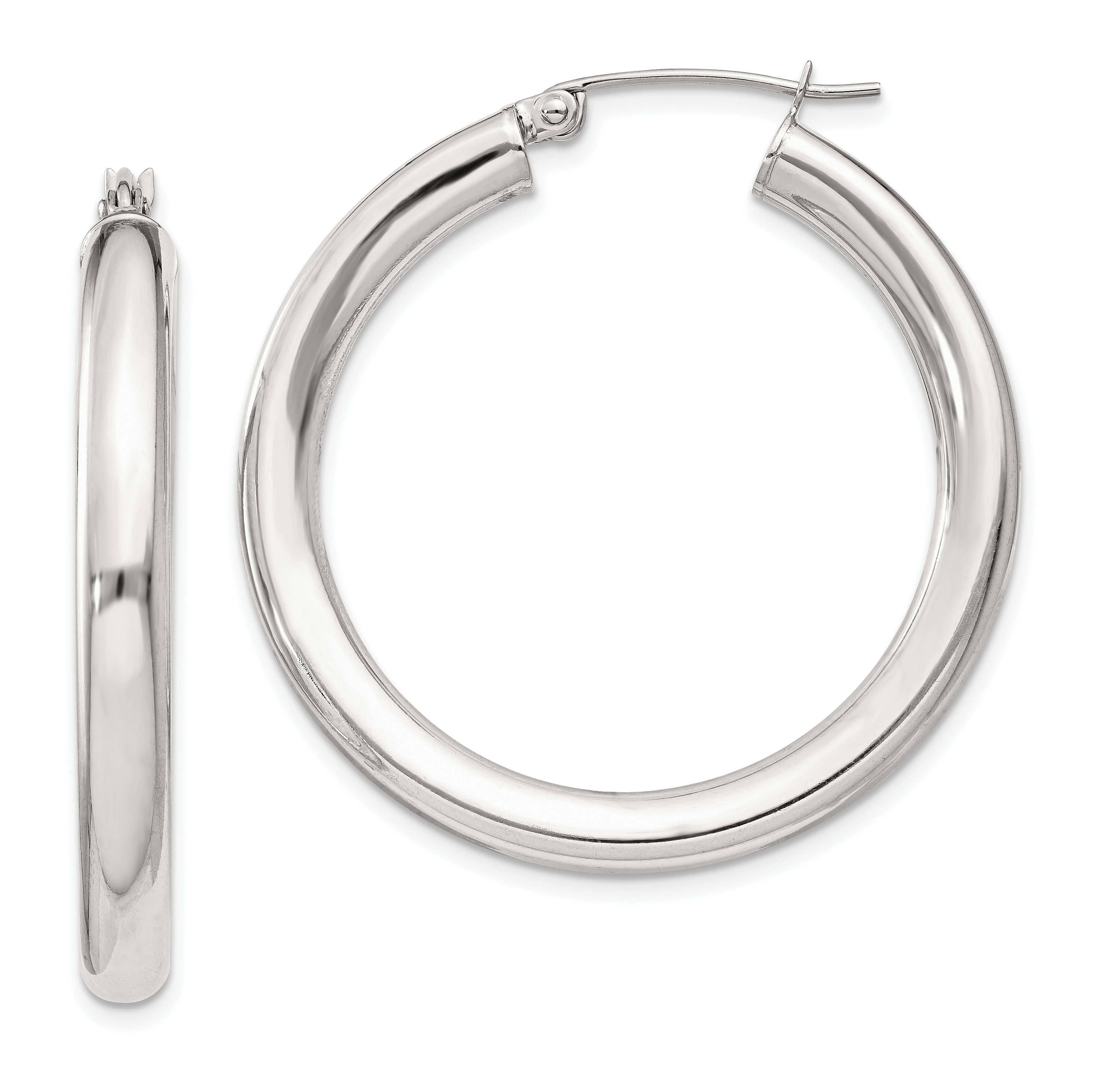  27 mm Sterling Silver 4.0mm Hoop Earrings  Unknown Friendly Weight Sterling Silver - view 27