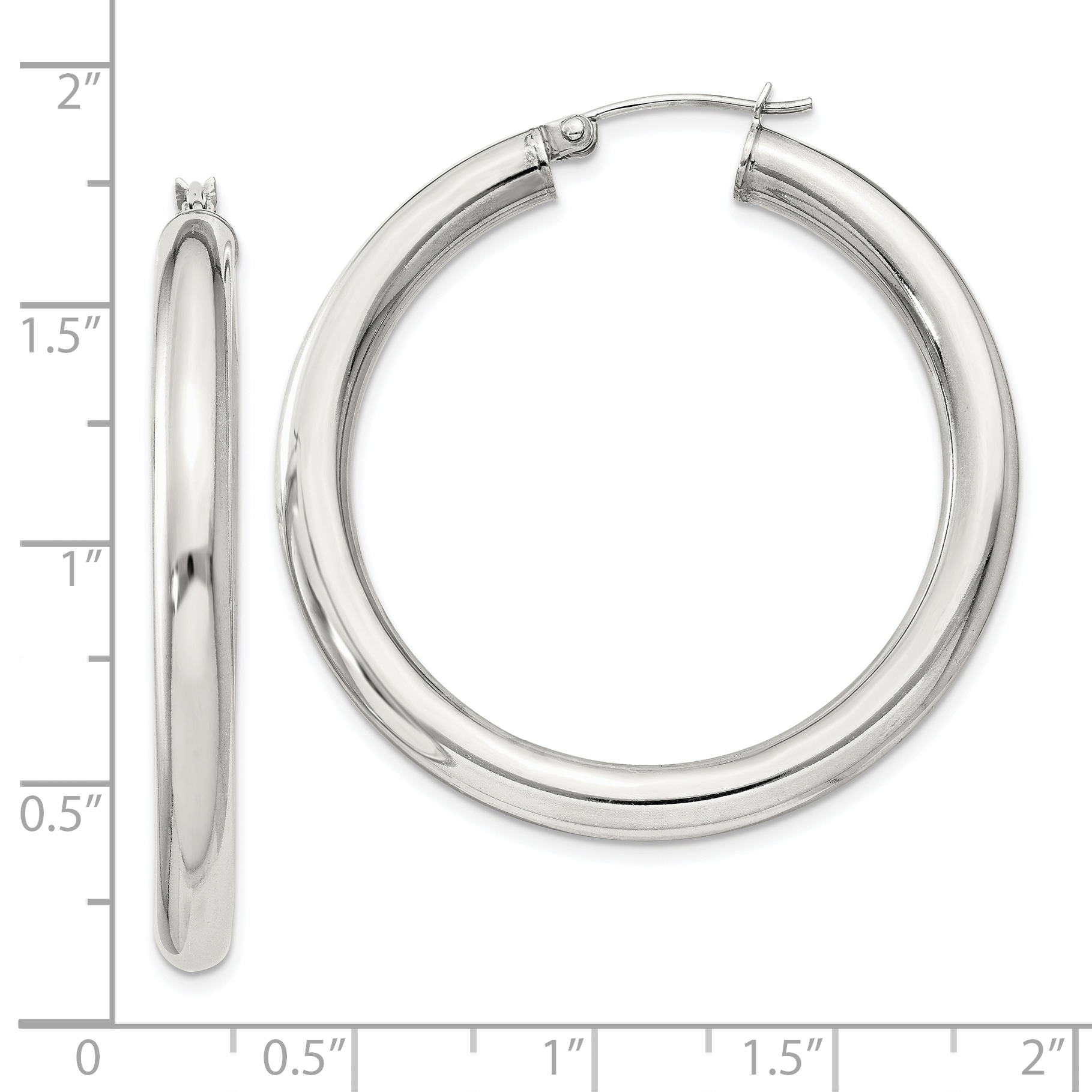  27 mm Sterling Silver 4.0mm Hoop Earrings  Unknown Friendly Weight Sterling Silver - view 34