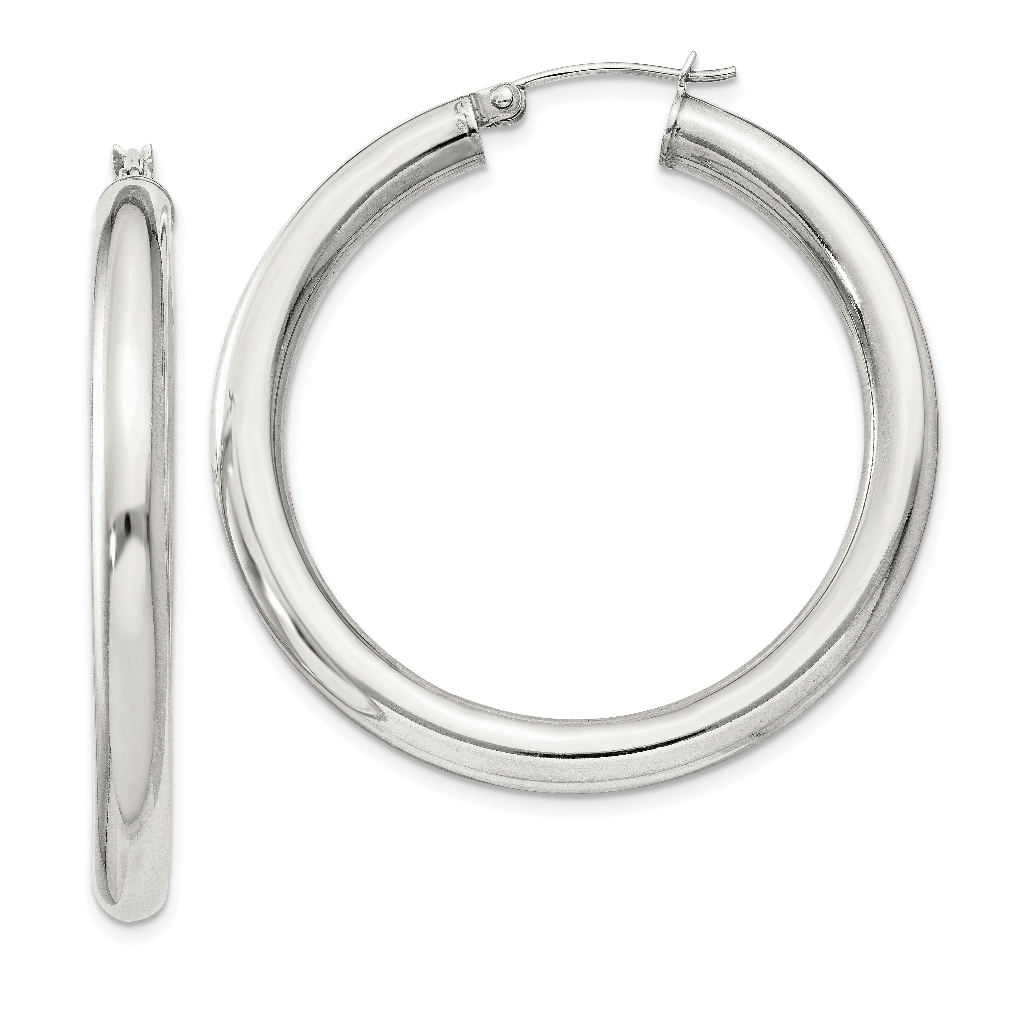  27 mm Sterling Silver 4.0mm Hoop Earrings  Unknown Friendly Weight Sterling Silver - view 35