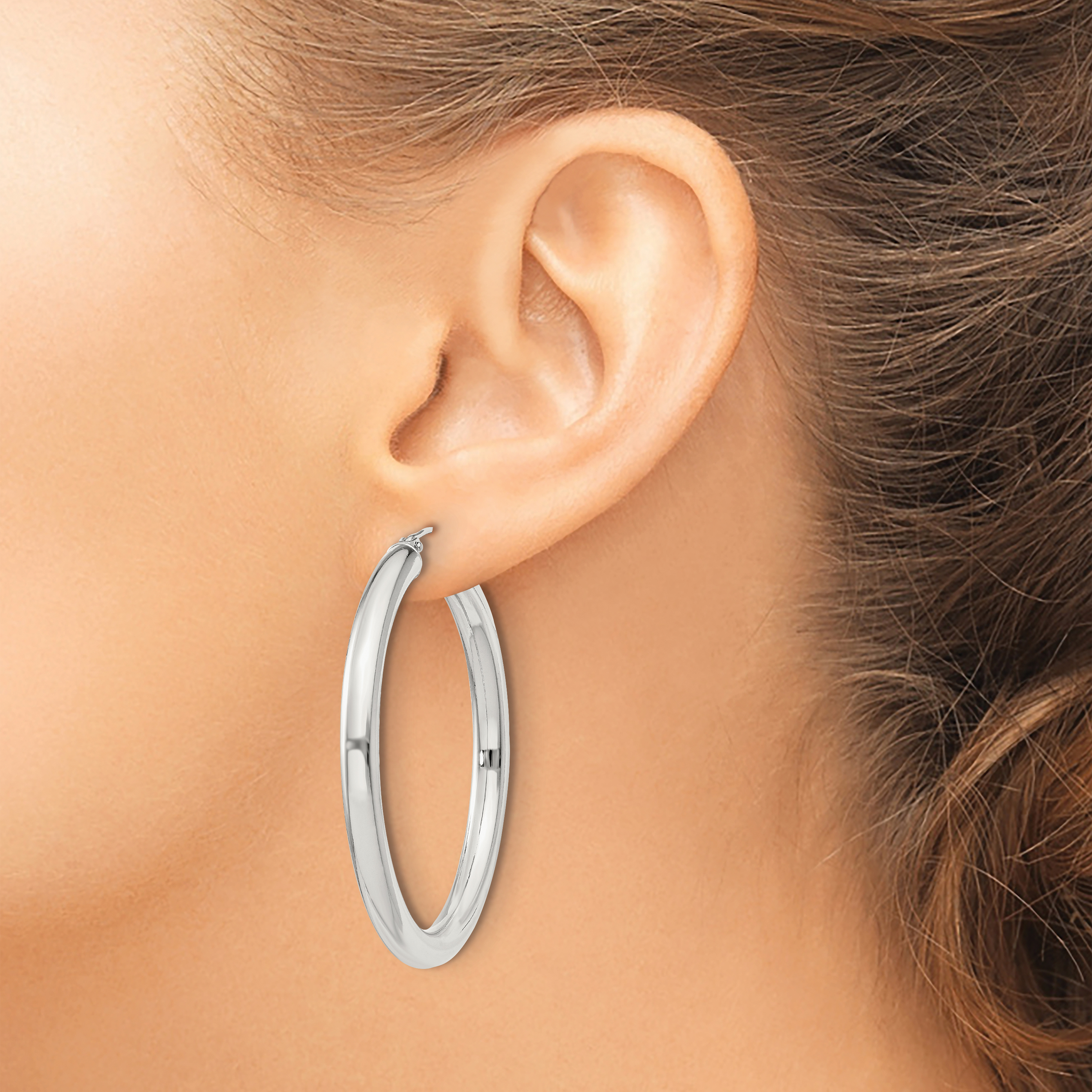  27 mm Sterling Silver 4.0mm Hoop Earrings  Unknown Friendly Weight Sterling Silver - view 42