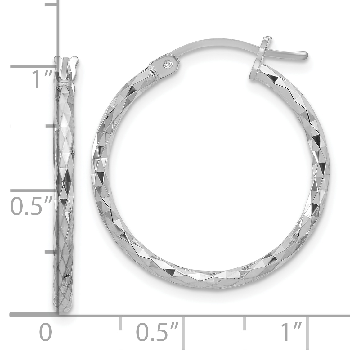  14 mm Sterling Silver 2.0mm Diamond-cut Hoop Earrings  Unknown Friendly Weight Sterling Silver - view 35