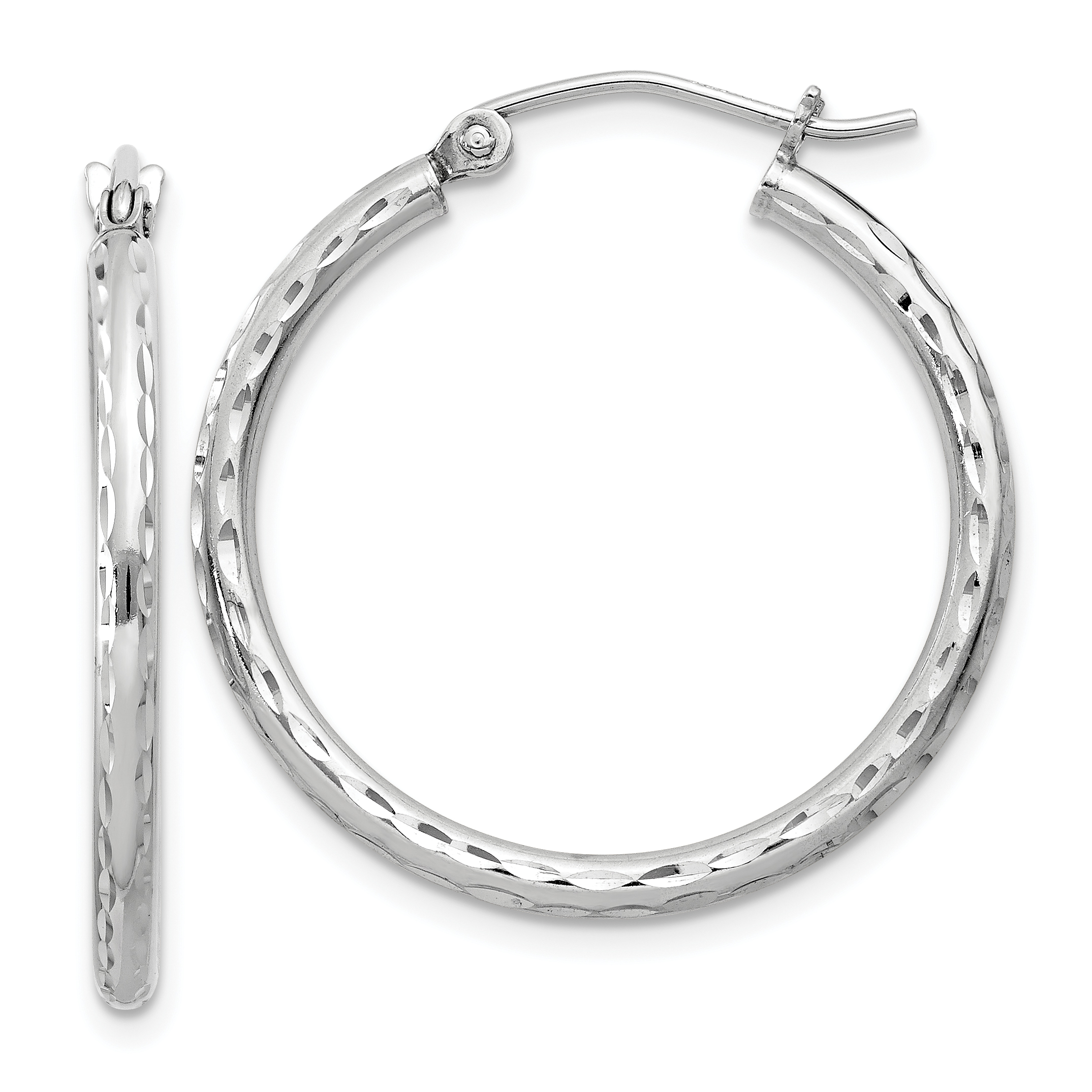  14 mm Sterling Silver 2.0mm Diamond-cut Hoop Earrings  Unknown Friendly Weight Sterling Silver - view 36